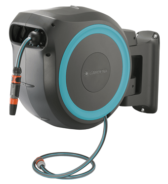 Gardena Wall Mounted Hose Reel Box RollUp M/L, 25m (82ft) - 18620-20 - Outdoor Garden Watering Storage Solution for Patio, Yard & Lawn Care