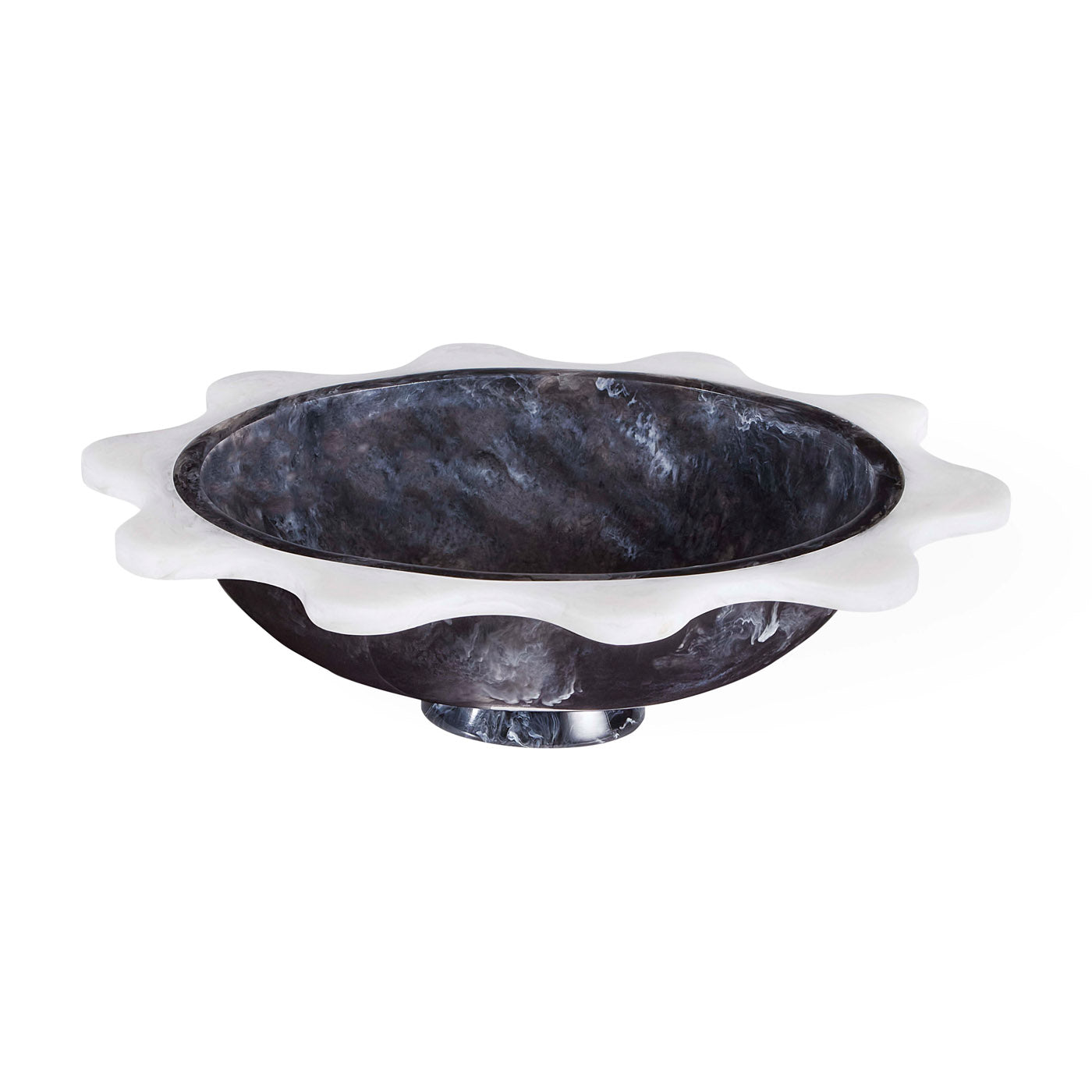 Como Black & White Ripple Bowl - Handmade Ceramic Fruit Serving Bowl for Kitchen & Dining - Perfect for Salads, Snacks, and Home Decor