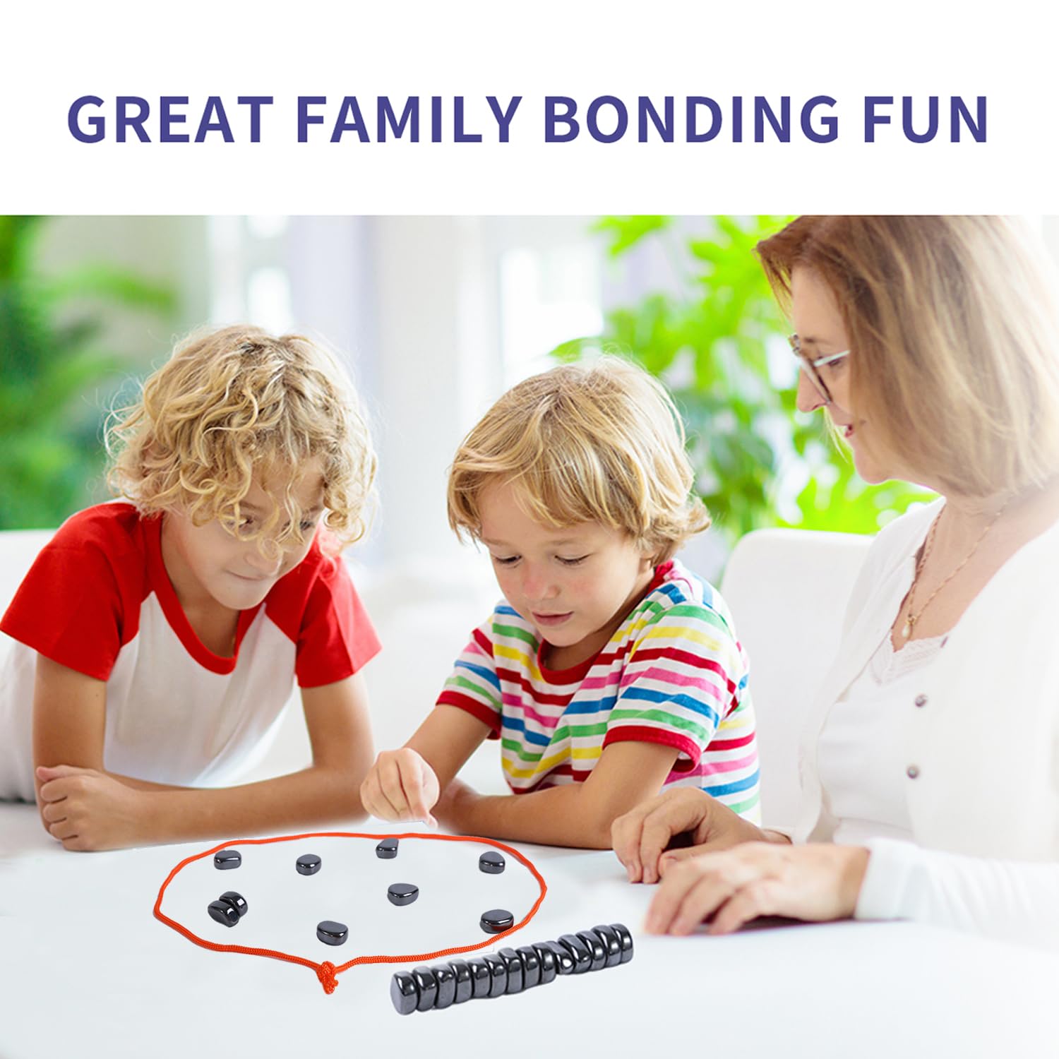 Magnetic Chess Game Set with Stones & String - Portable Travel Chess Board for Kids & Adults - 2 Ways to Play - Perfect for Road Trips, Camping & Family Game Nights