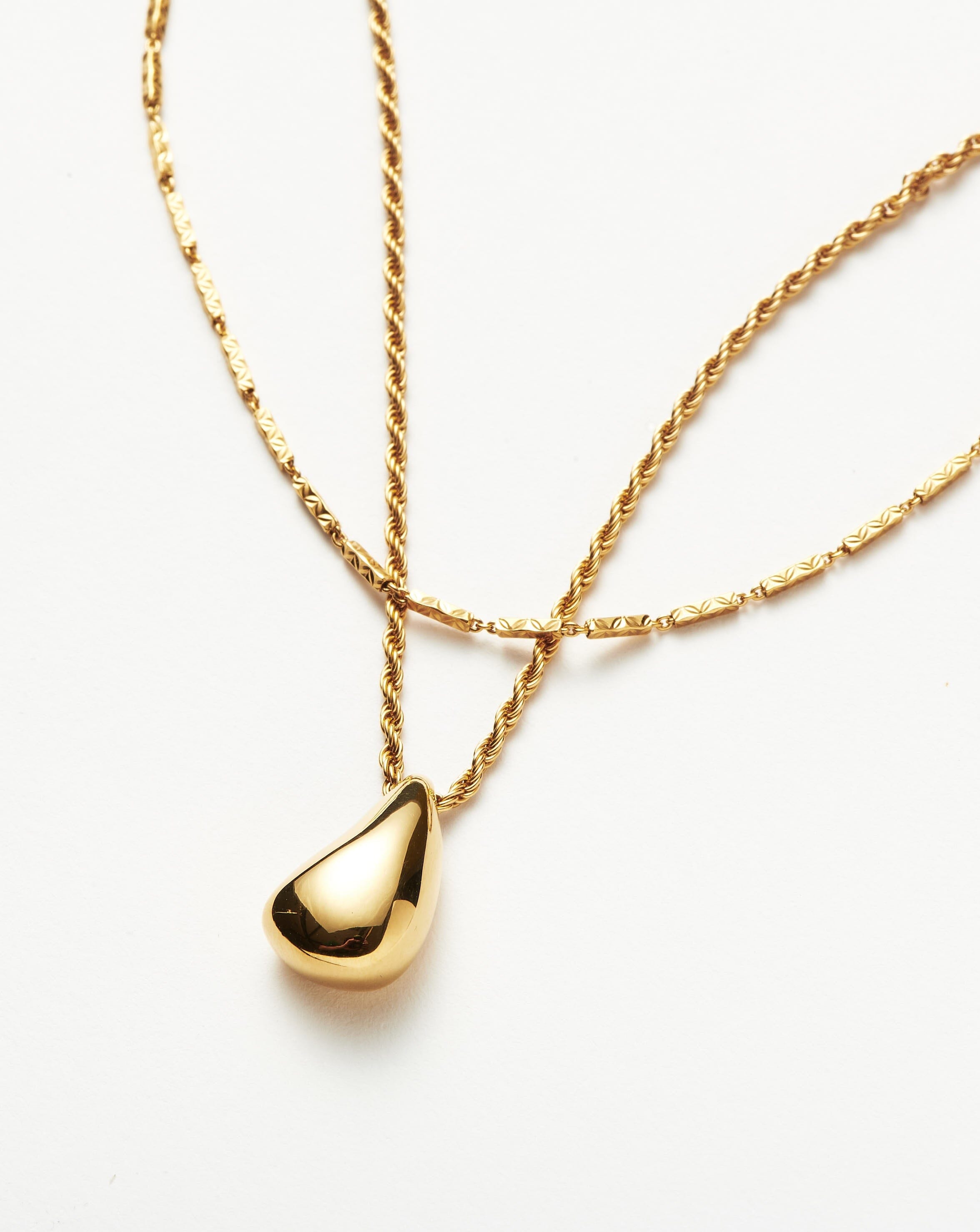 Savi Droplet Pendant Necklace Set - Elegant Layering Jewelry for Women, Dainty Gold & Silver Necklaces for Everyday Wear | Perfect for Date Night, Office, Wedding & Special Occasions
