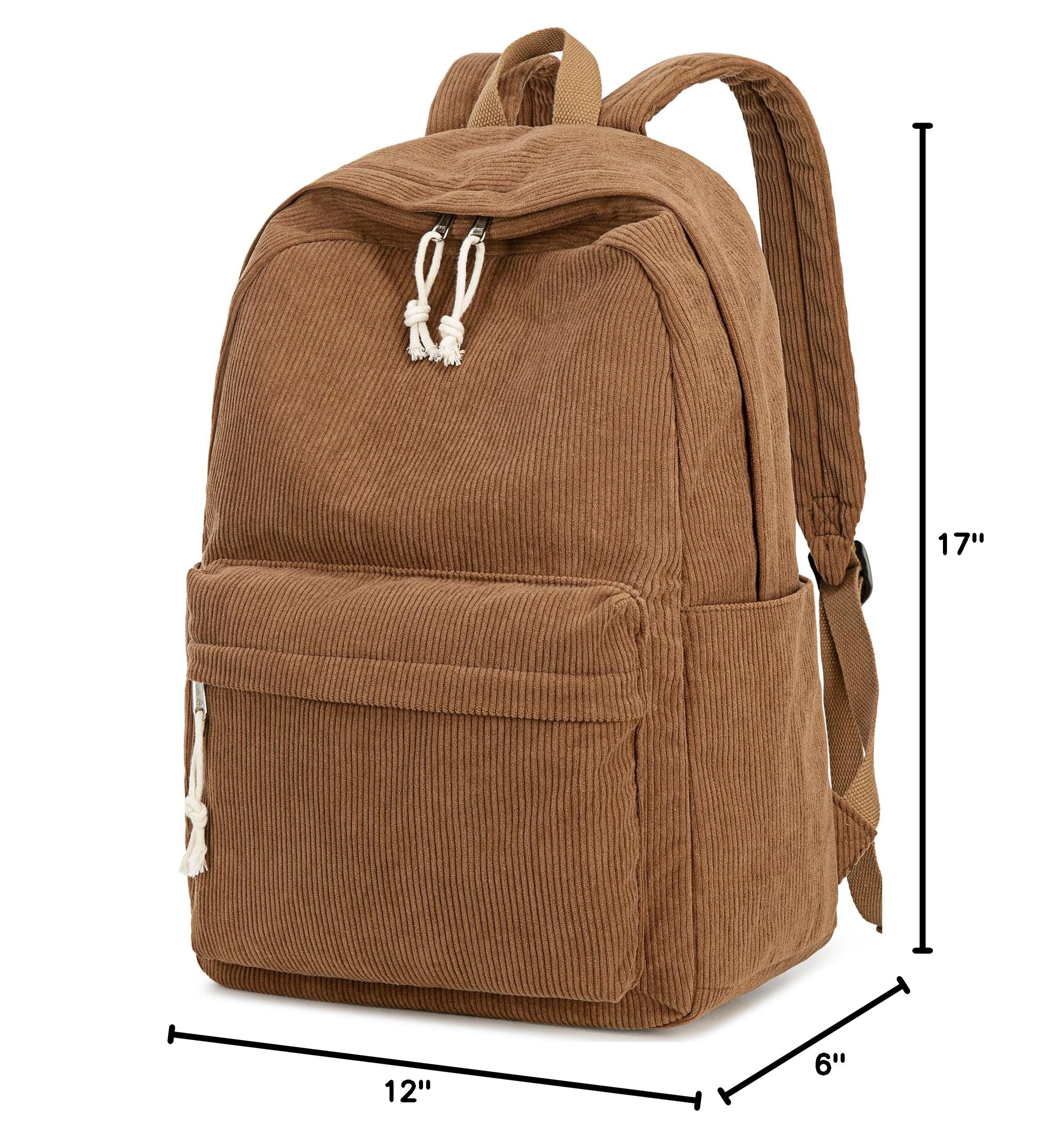 **Lightweight 17 Inch School Backpack for Teens & College Students - Durable Laptop Bookbag for Women & Girls, Travel & Casual Daypack (Corduroy-Coffee) - Perfect for School, Work & Travel**