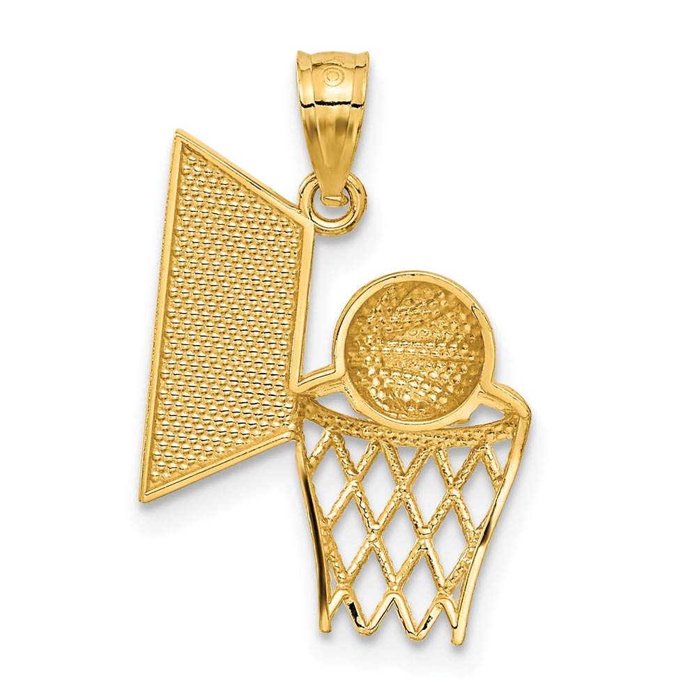 14k Yellow Gold Basketball Hoop Pendant - Perfect for Sports Fans & Jewelry Lovers