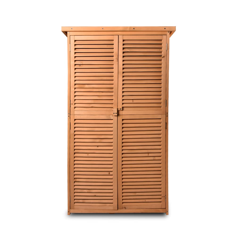 Giodir 63-Inch Outdoor Storage Cabinet - Waterproof Garden Shed with Lockable Doors, Vertical Wooden Storage for Yard, Patio & Backyard - Perfect for Storing Gardening Tools, Pool Supplies & Outdoor Equipment