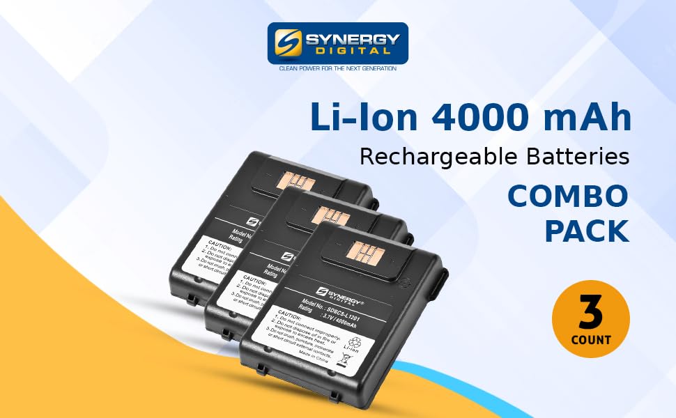 Synergy Digital Intermec 318-043-022 Replacement Battery Combo Pack - 3 x SDBCS-L1201 Batteries for Intermec CN3/CN3e/CN4 Scanners | Warehouse, Retail & Logistics Use