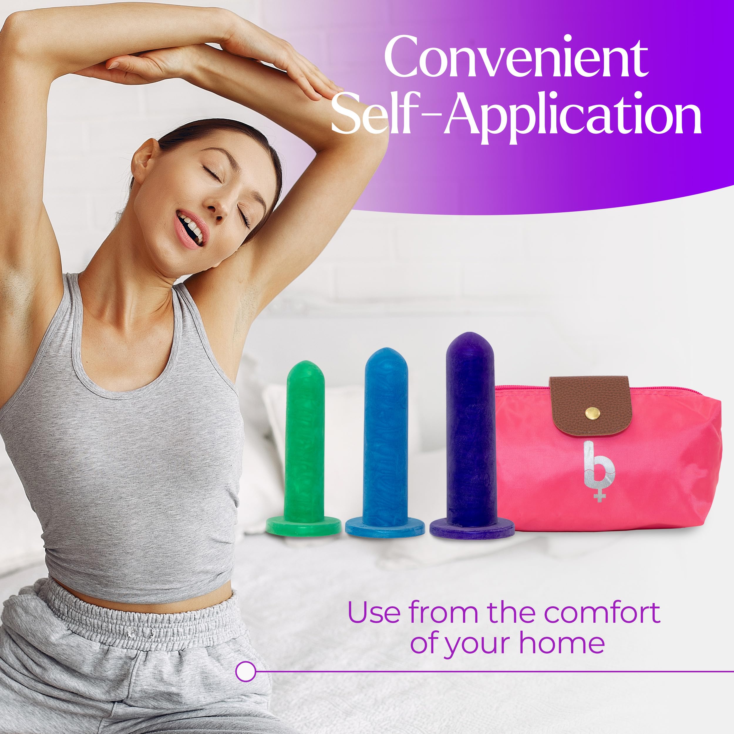 Premium Silicone Pelvic Dilator Kit for Women - Pelvic Floor Muscle Trainer & Stretching Equipment with BioCote Protection - Includes Storage Bag (3-Piece Set) - Ideal for Postpartum Recovery, Pelvic Therapy & Vaginal Health