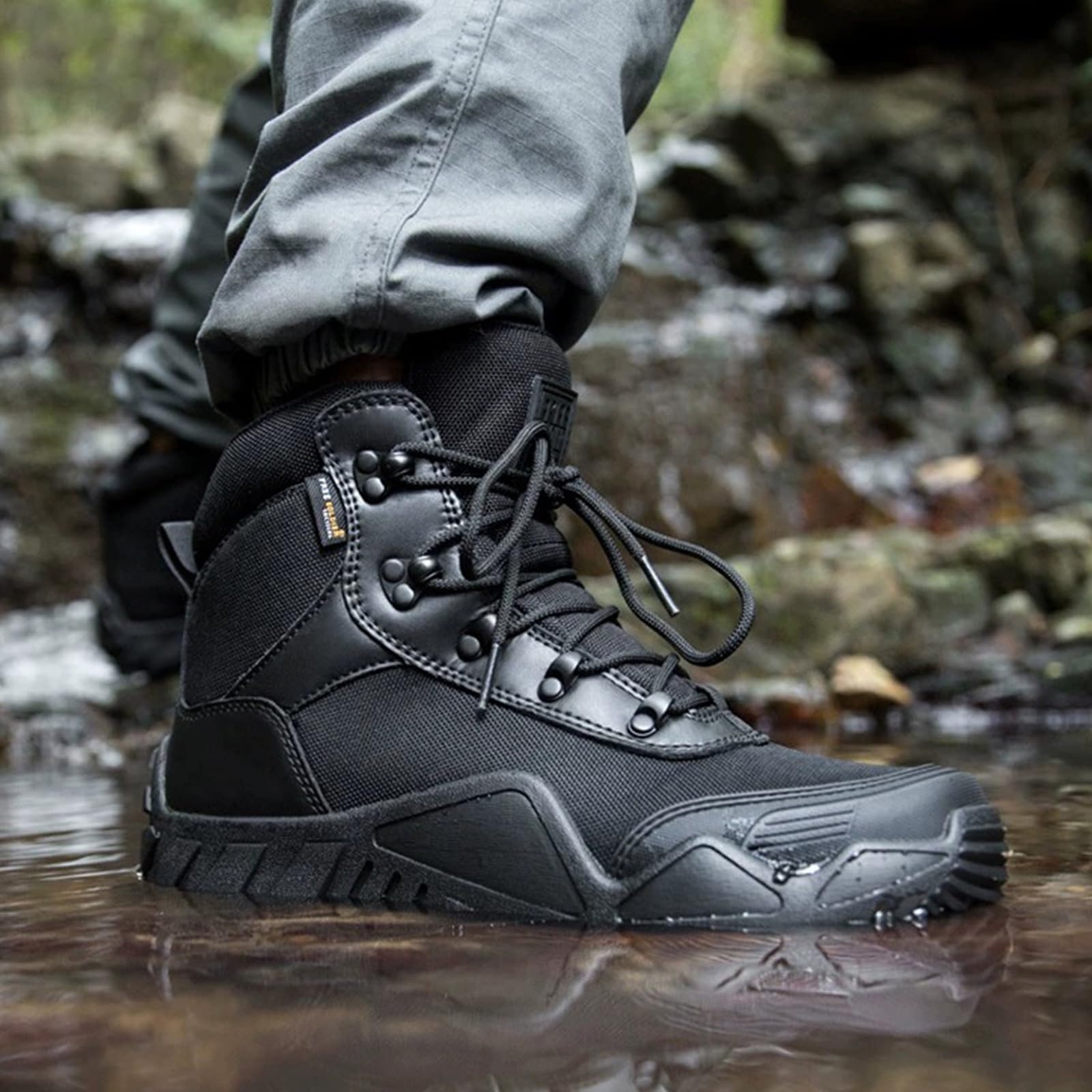 FREE SOLDIER Men's Waterproof Hiking Boots - Tactical Military Work Boots for Outdoor Activities, Lightweight & Durable for Hiking, Camping, and Hunting