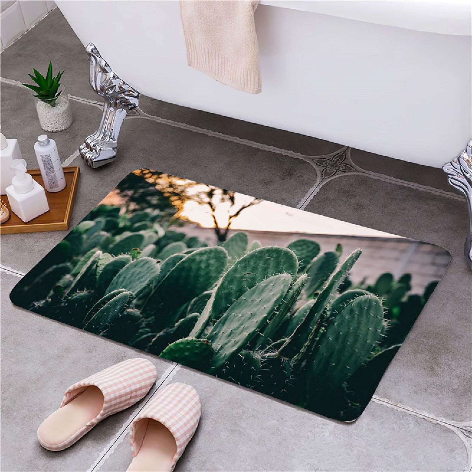 Non-Slip Cactus Print Doormat - Absorbent Entrance Floor Mat for Home, Kitchen, Bathroom & Hallway - Perfect Welcome Gift for Housewarming & Holidays (Indoor/Outdoor Use)