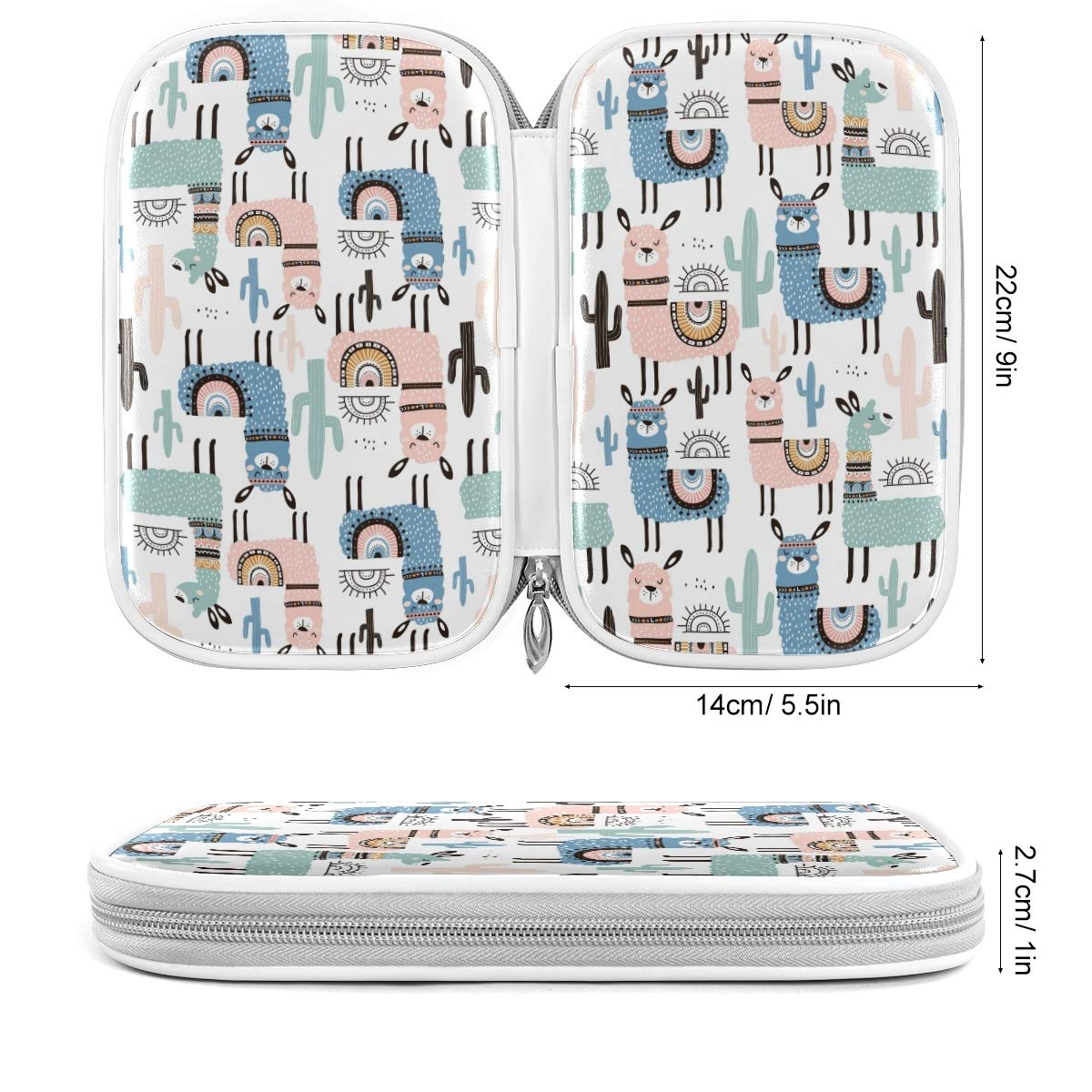 ZZKKO Animal Llama Zipper Pencil Case - Cute Stationery Organizer for School & Office Supplies, Makeup Pouch & Cosmetic Bag - Perfect for Students, Artists & Travel Accessories Storage