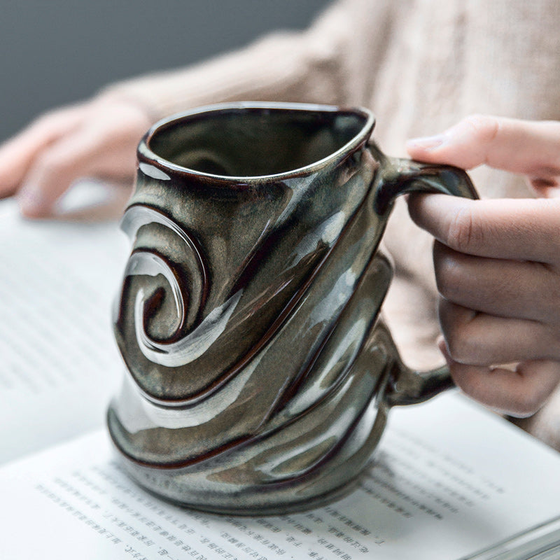 Premium Brown Ceramic Coffee Mug - Handmade Stoneware Large Capacity Coffee Cup for Home, Office & Gifts - Durable & Stylish Pottery Mug for Hot Beverages