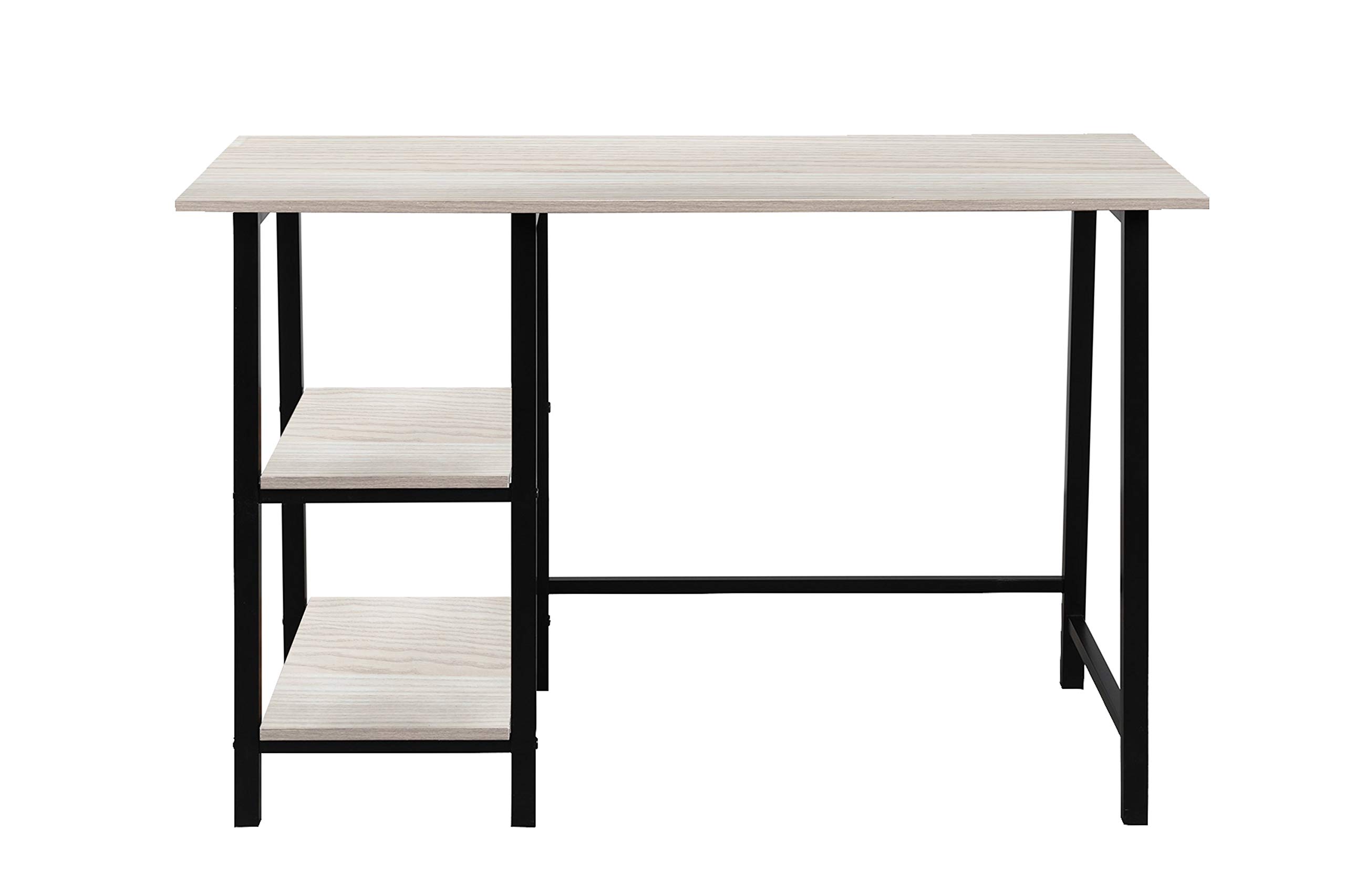 Ergonomic Computer Desk with Storage - 2 Shelves & Sturdy Metal Frame, Home Office Desk for Laptop & Writing - Oak Finish | Perfect for Small Spaces, Remote Work & Study Areas