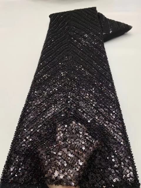 MARHAFABRIC Swiss Purple Sequin Luxury Beaded Lace Fabric - 5 Yards Handmade African Sequins Material for Evening Party Dresses, Bridal Wedding Gowns & Prom Attire - Perfect for Special Occasions & Formal Events