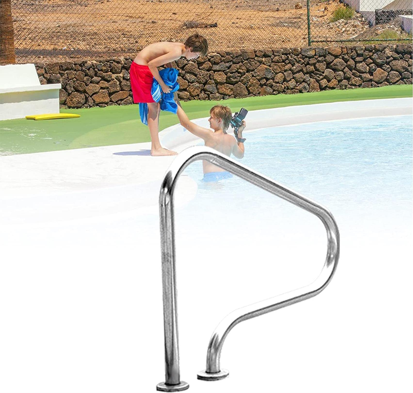 Premium 304 Stainless Steel Swimming Pool Handrails - Rust Proof & Durable Bend Handrail for Safety (Silver) - Perfect for Inground Pools, Spas and Water Therapy Areas