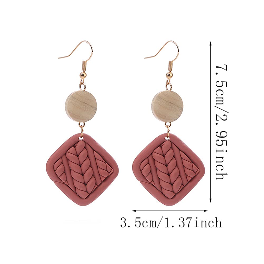 Handmade Boho Rattan Flower Earrings - Lightweight Polymer Clay Dangle Drop Earrings for Women, Unique Statement Jewelry Gift for Her | Perfect for Festivals, Weddings, and Boho Fashion Accessories
