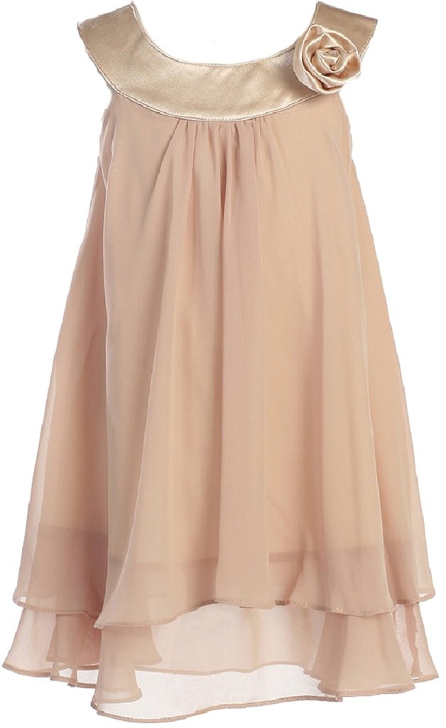 Hand Rolled Rose Chiffon A-Line Flower Girl Dresses for Little Girls - Perfect for Weddings, Parties & Special Occasions