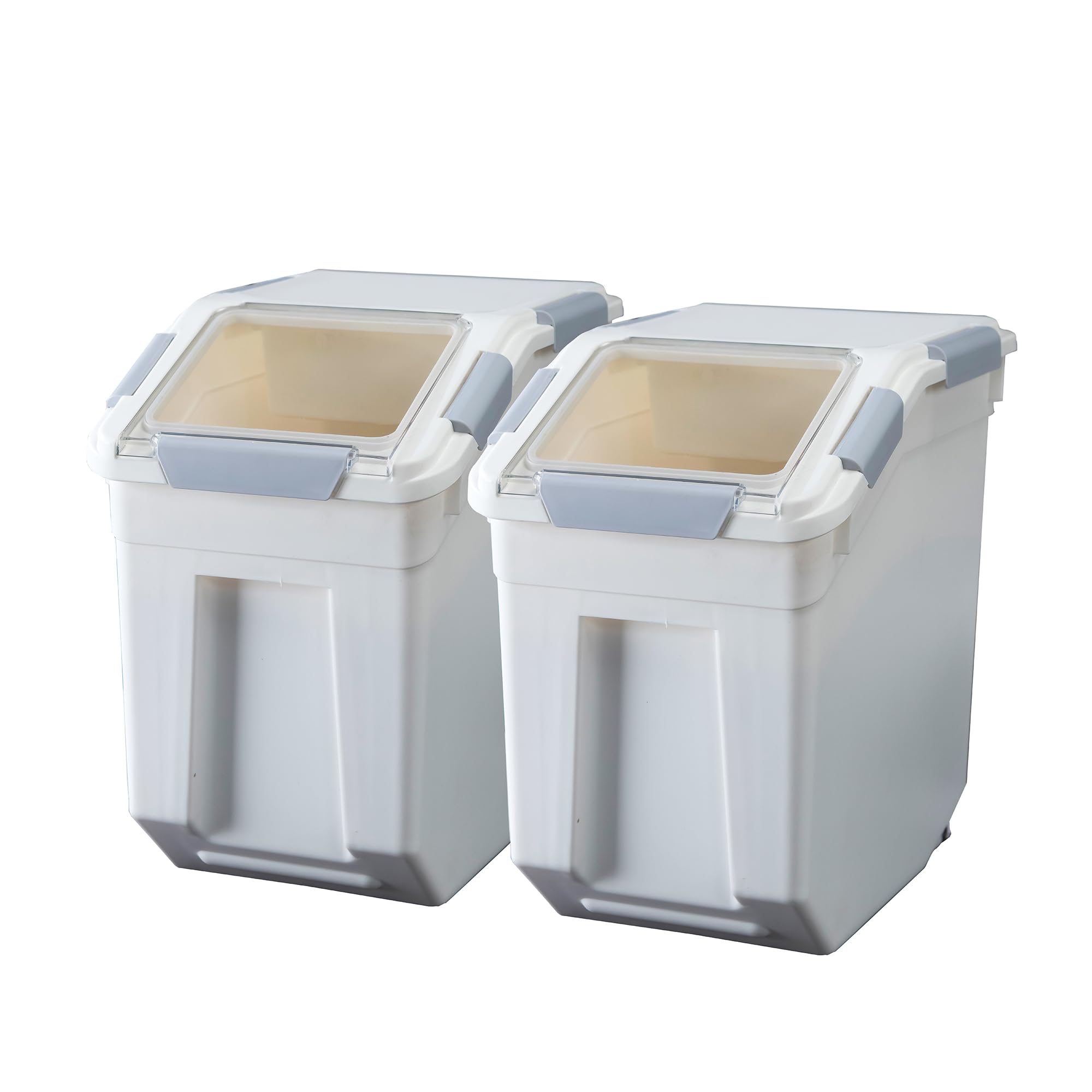 HANAMYA 25 Liter / 40 lbs BPA-Free Rice Storage Container with Measuring Cup - Airtight Food Storage for Rice, Grains, Pet Food & Flour (2-Pack, White) - Perfect for Kitchen Pantry Organization & Bulk Food Storage
