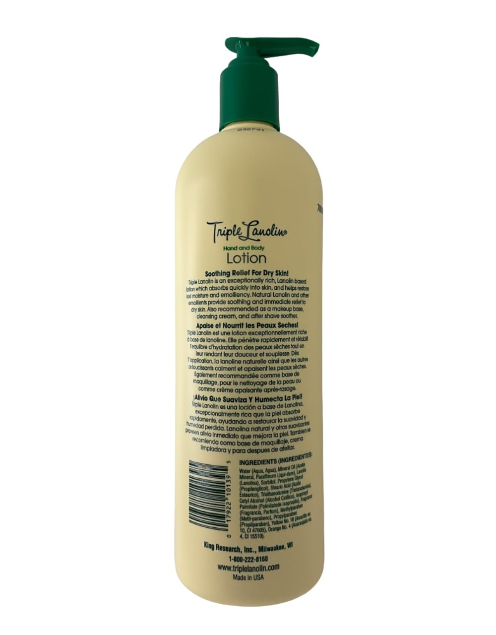Triple Lanolin Hand & Body Lotion - 20 Oz Ultra Moisturizing Cream for Dry Skin - Perfect for Winter Care & Daily Hydration
