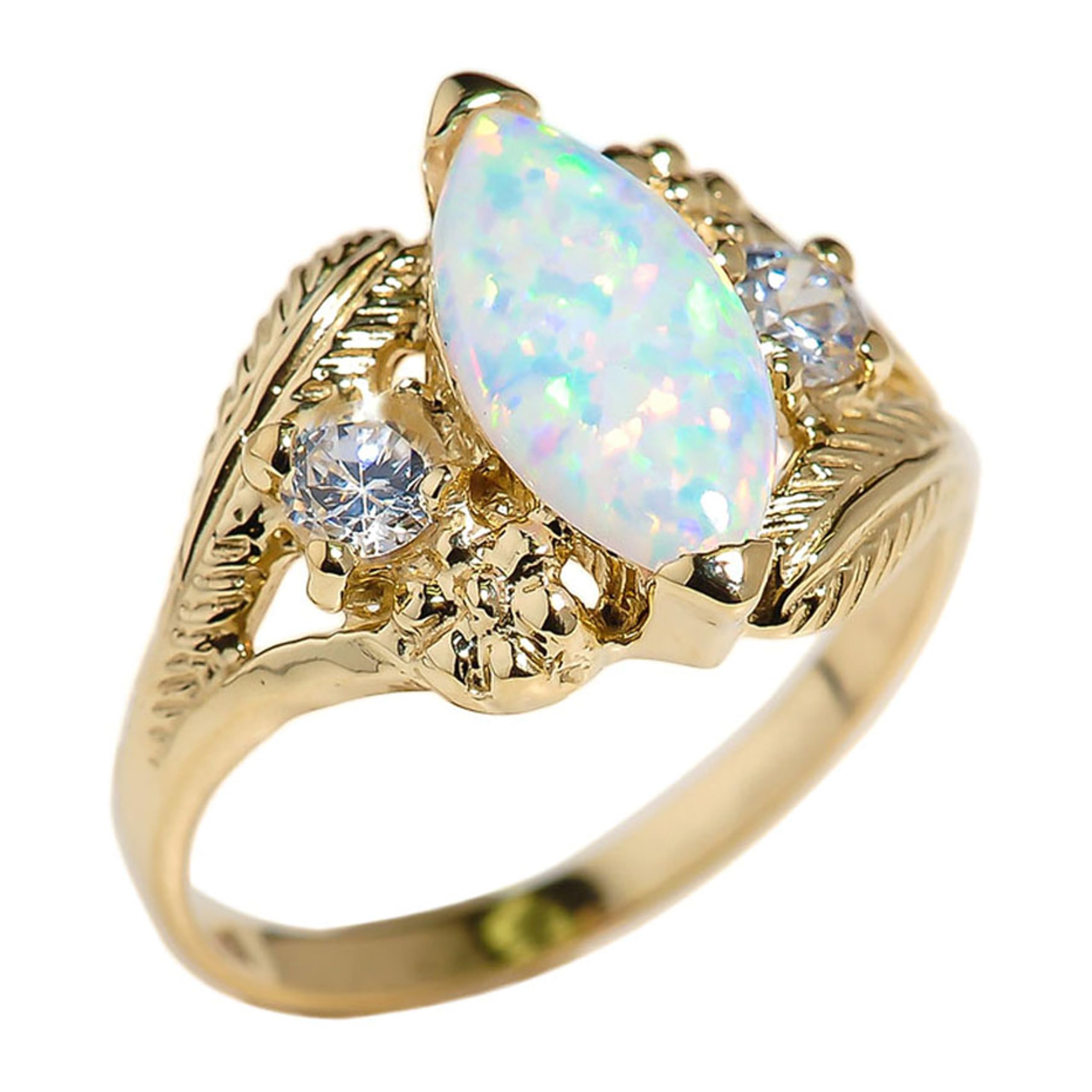 10K Yellow Gold Simulated Marquise Gemstone Ring for Women - Elegant Statement Jewelry (Size 6.75) | Perfect for Weddings, Anniversaries & Special Occasions