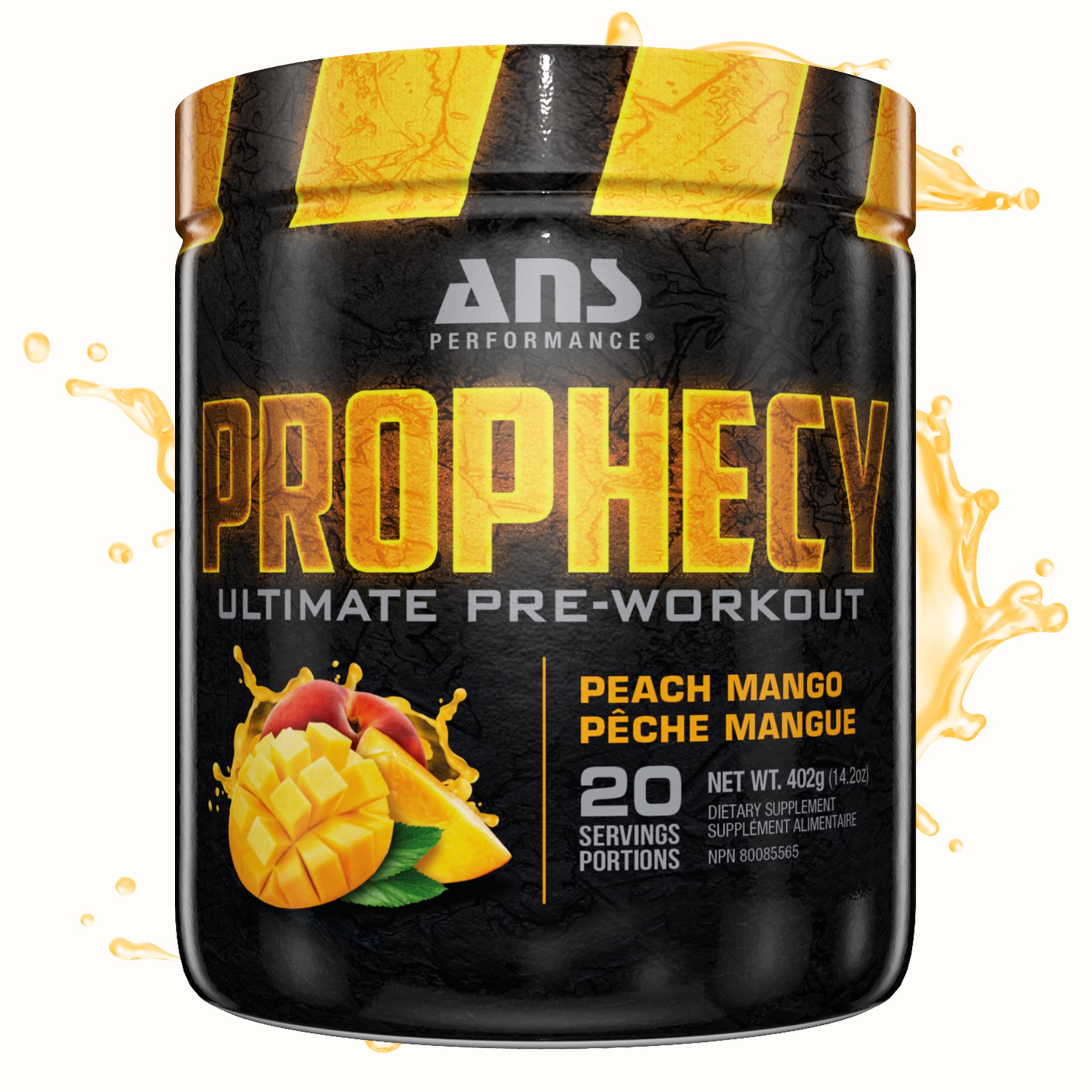 Prophecy Pre Workout Powder - Gluten Free Energy Booster for Strength & Endurance (20 Servings, 14.5 oz) | Sugar Free Formula with Peach Mango Flavor | Ideal for Gym, CrossFit & High-Intensity Training