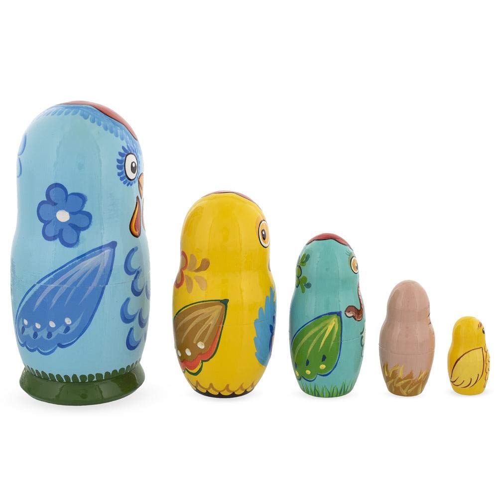 BestPysanky Chicken Family Wooden Nesting Dolls - Hand-Painted Russian Style Matryoshka for Home Decor, Gift & Collectibles | Perfect for Easter, Christmas & Kids Room Decor