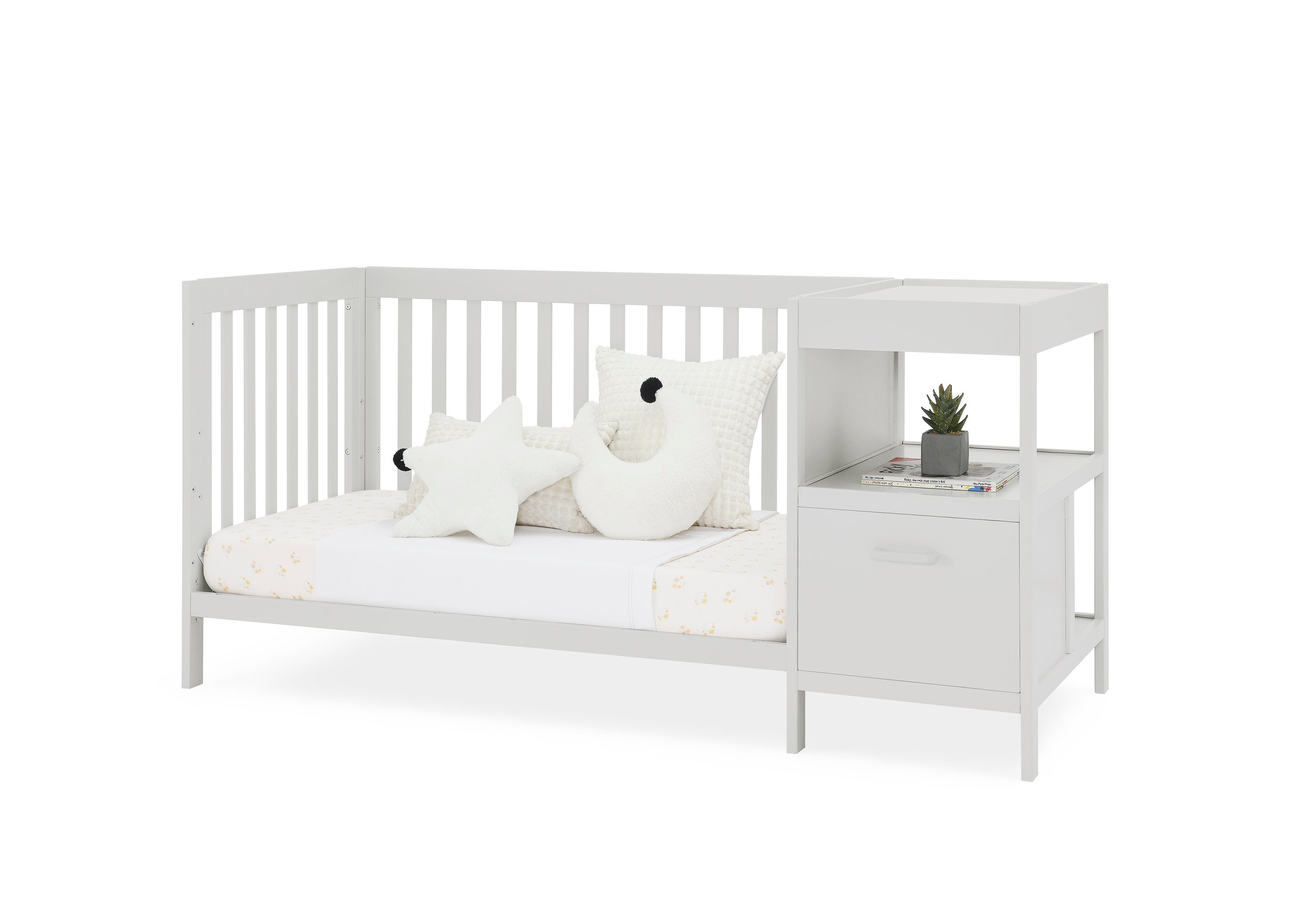 Alice 5-in-1 Convertible Baby Crib with Changing Table - Nursery Furniture for Newborn to Toddler - Perfect for Small Spaces & Modern Nurseries