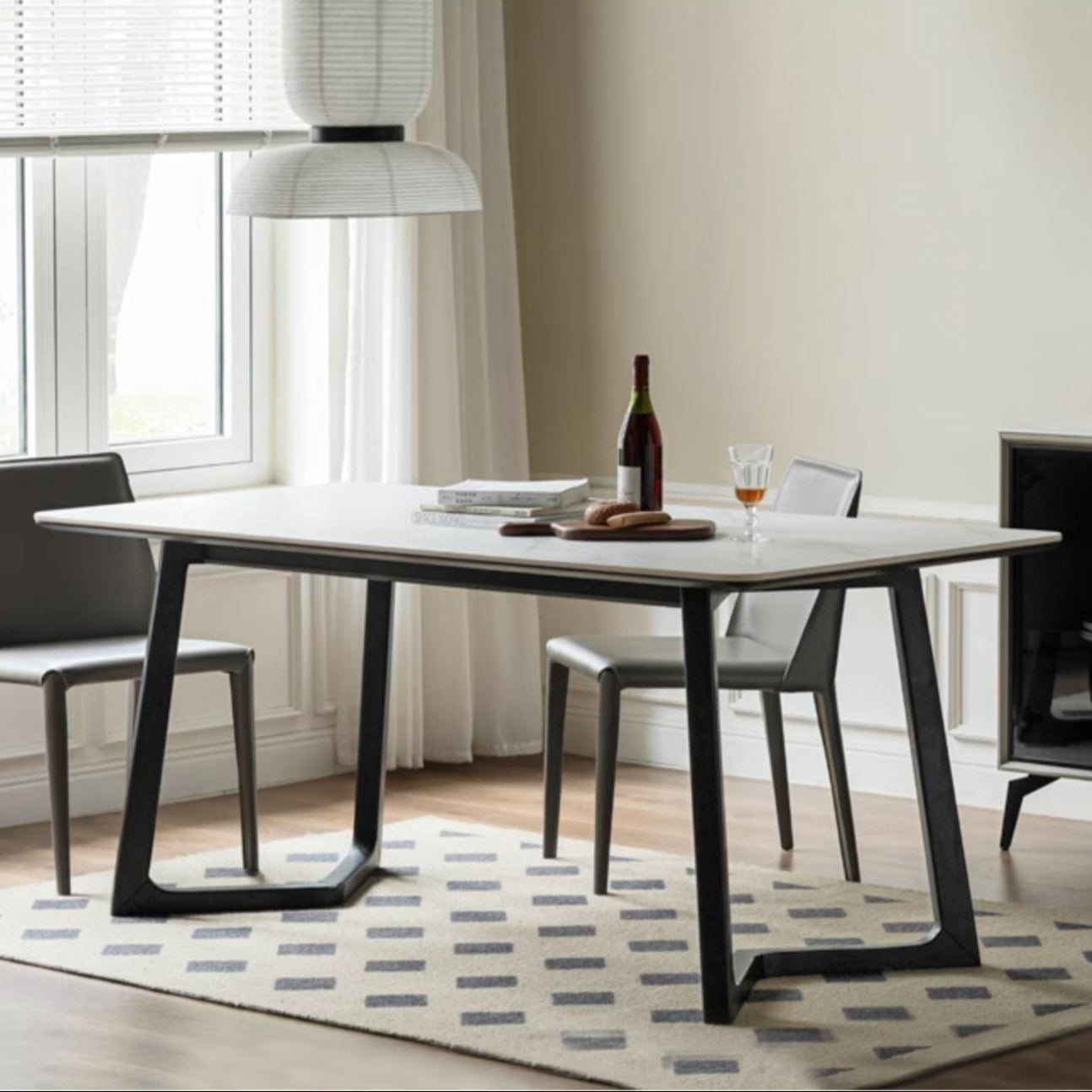 Solid Oak Wood Nordic Style Light Luxury Rock Dining Table - Perfect for Modern Farmhouse, Minimalist & Contemporary Dining Rooms