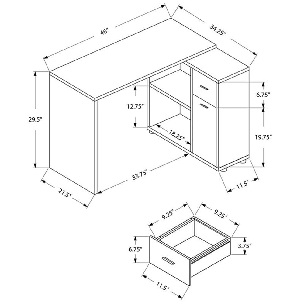 Pemberly Row L-Shaped Computer Desk with Storage Cabinet in Gray - Perfect for Home Office, Gaming Setup & Small Space Workstations