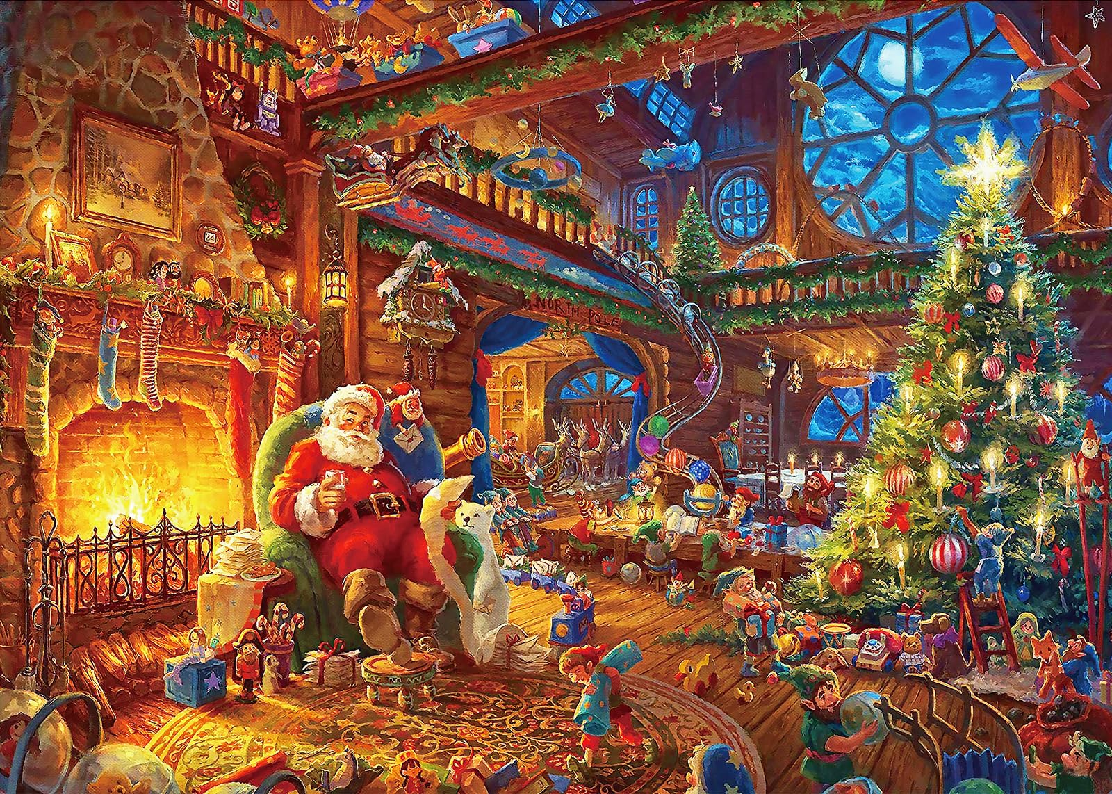 1000 Piece Christmas Jigsaw Puzzle for Adults & Teens - Santa Claus & Winter Village Scene - Premium Oil Painting Style Puzzle - Perfect for Family Game Night & Holiday Decor
