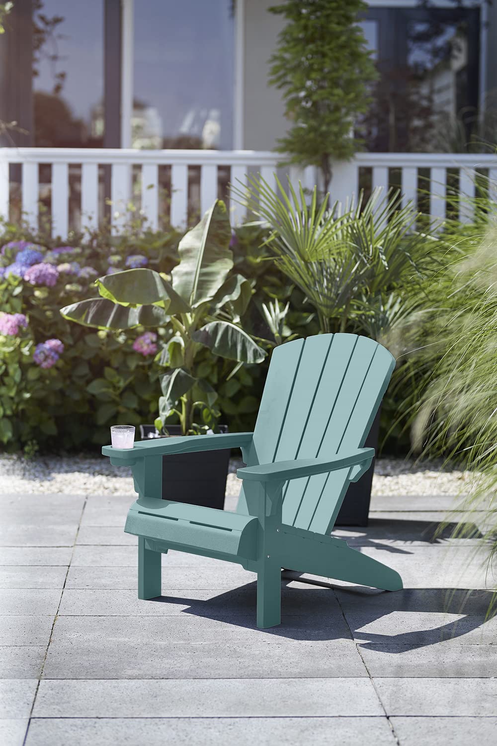 Keter Alpine Adirondack Resin Outdoor Patio Chairs with Cup Holder - Weather-Resistant Teal Plastic Furniture for Beach, Pool, Fire Pit & Garden Seating - Perfect for Relaxing Outdoors