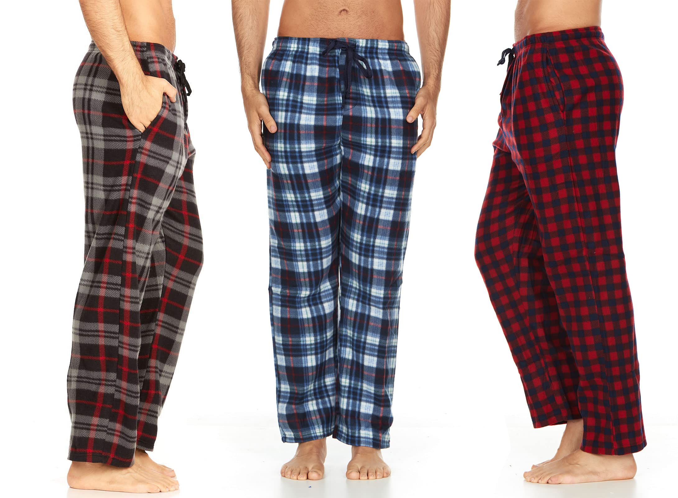 DARESAY Men's Fleece Pajama Pants with Pockets - Soft Microfleece Sleepwear & Lounge Pants Multipack for Men - Perfect for Sleeping, Lounging at Home, and Winter Comfort