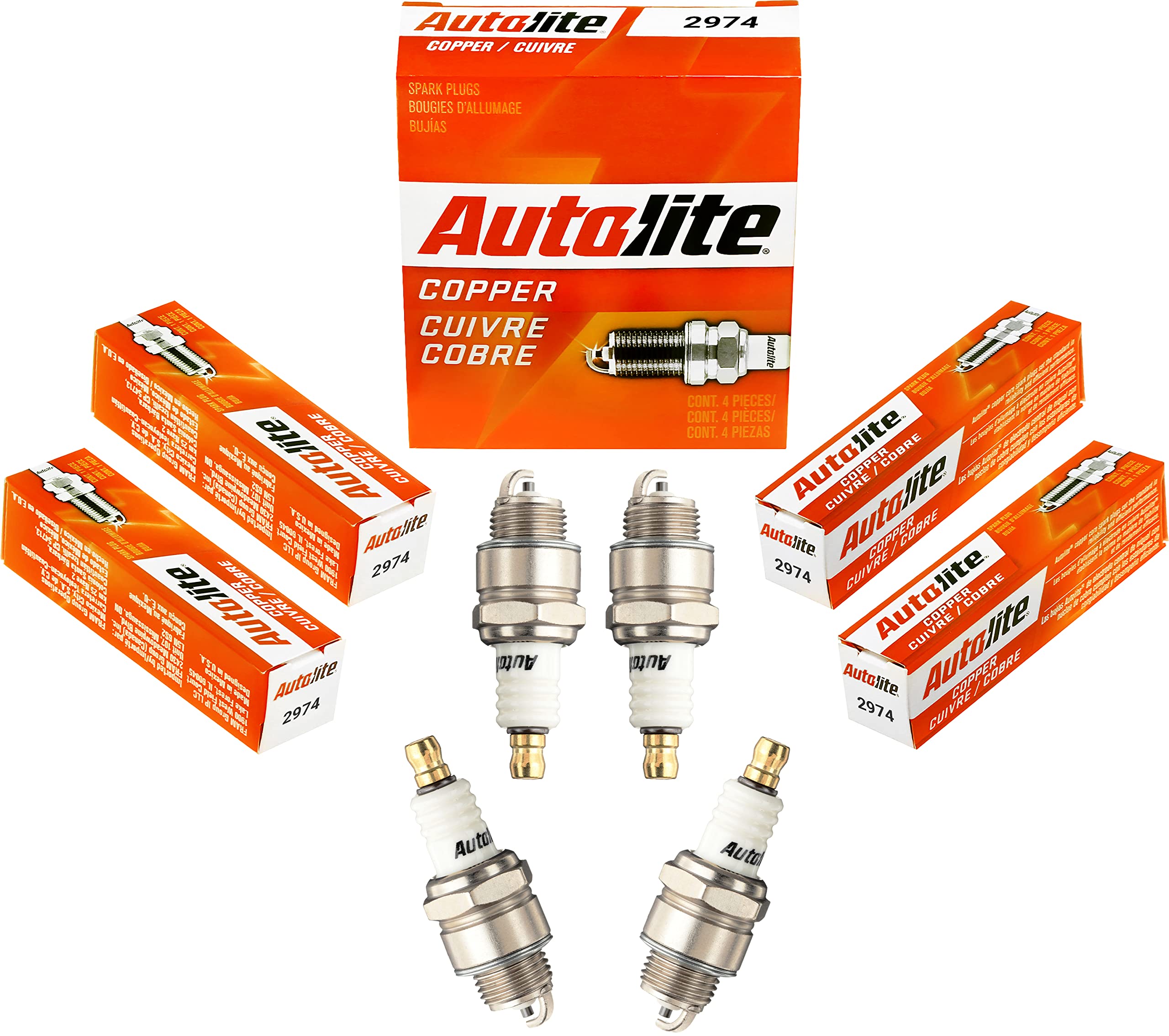 Autolite 2974 Copper Non-Resistor Spark Plug - 1 Pack - High Performance Replacement for Cars, Trucks & SUVs - Ideal for Daily Commuting, Off-Roading & Engine Maintenance