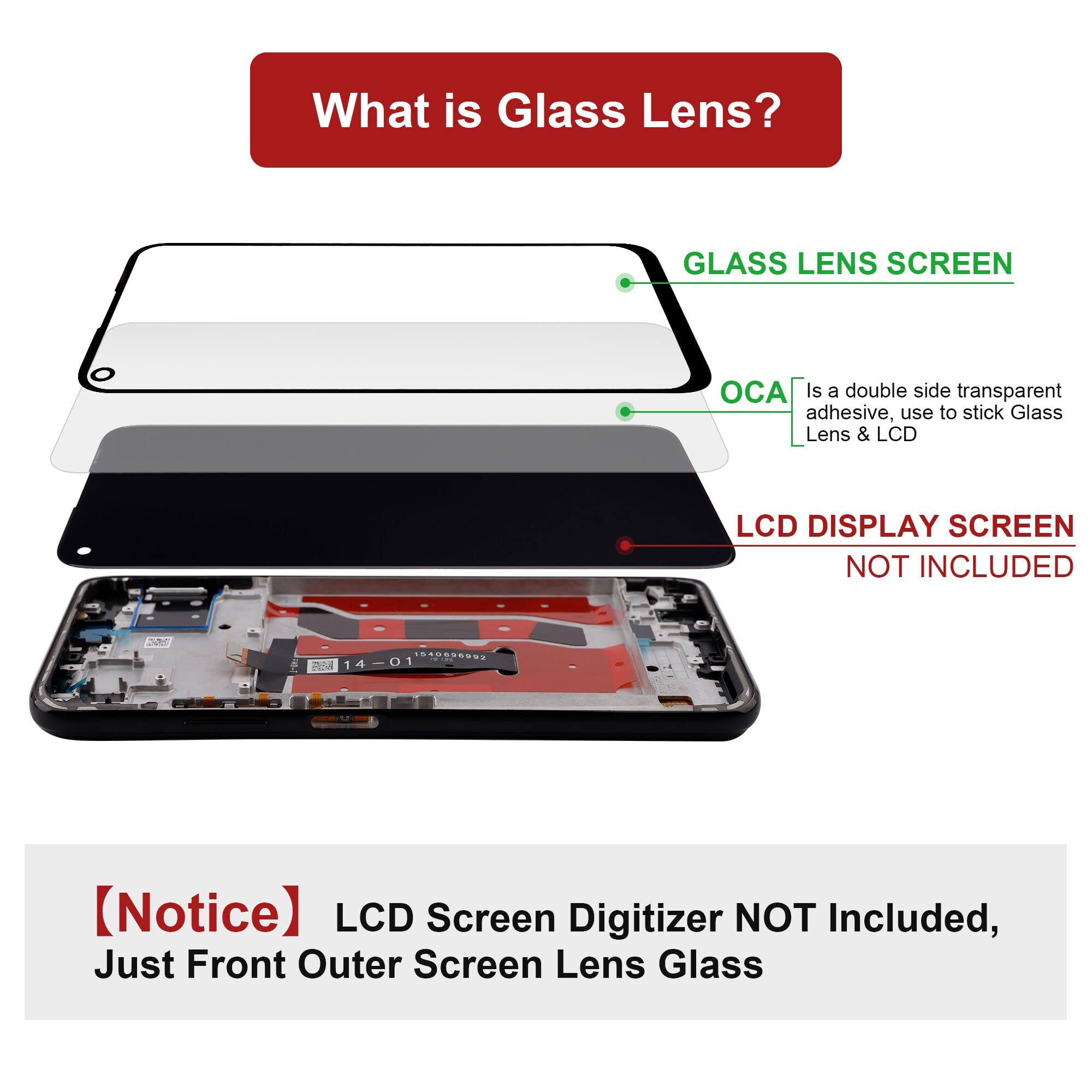 Google Pixel 6 Front Screen Glass Replacement with Repair Kit - for DIY Phone Repair