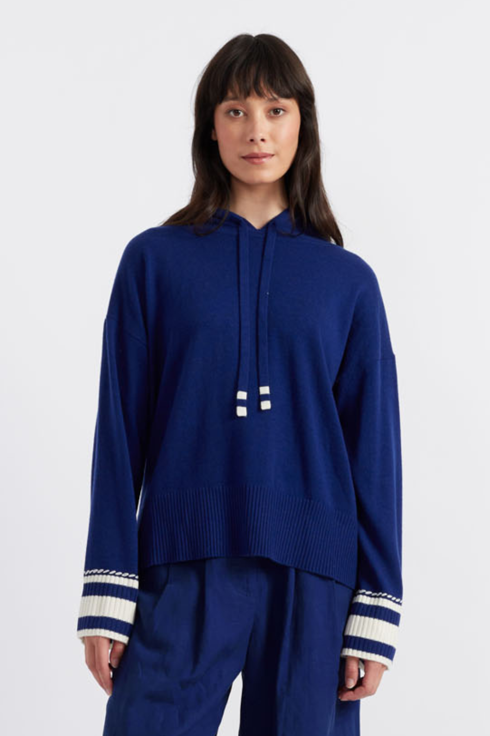 Premium Blue Wool Cashmere Hoodie for Men & Women - Soft & Warm Winter Pullover - Perfect for Outdoor Activities & Casual Wear