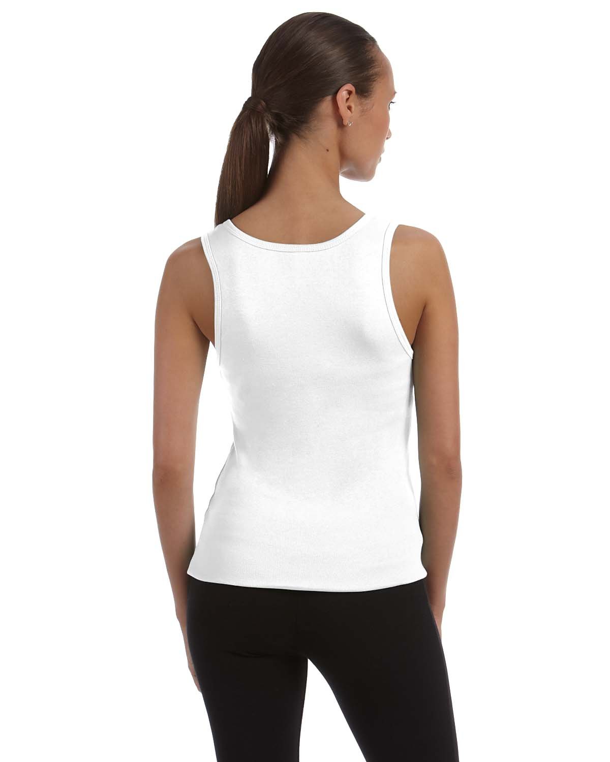 Bella Women's 1x1 Rib Knit Tank Top - Soft Stretch White Camisole for Layering, Yoga & Summer Outfits