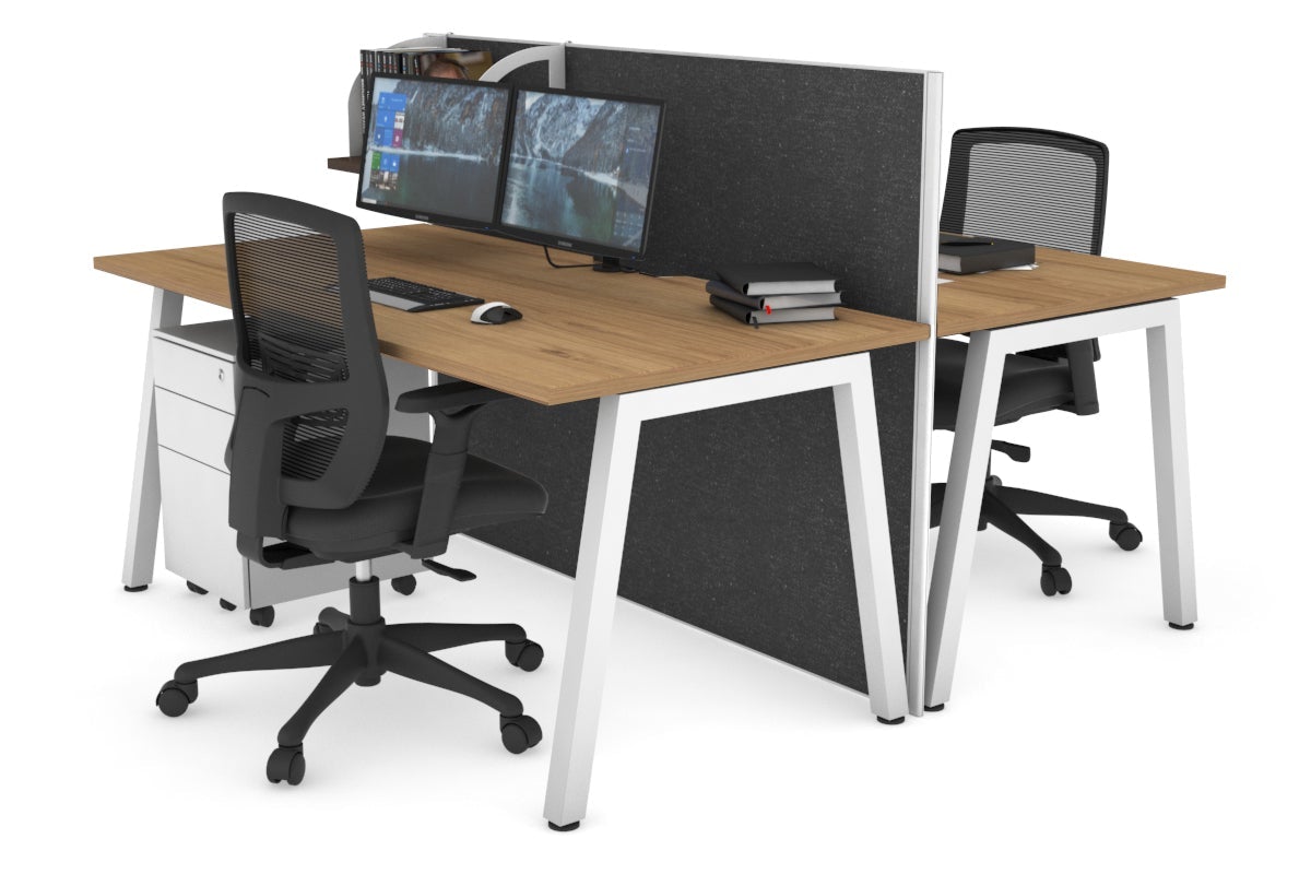 Horizon Quadro 2-Person Office Workstation Bench with A-Legs - 1400mm x 800mm Dimensions, Cable Management Scallop - Perfect for Collaborative Workspaces & Shared Office Desks