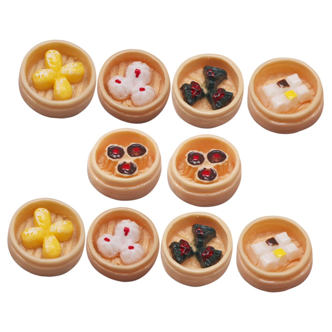 STOBOK 10Pcs Mini Steamer Resin House Props - Artificial Simulation Dessert Decorations for Miniature Bao, Dollhouse & Crafts | Perfect for DIY Scenes, Baking Displays & Miniature Food Photography