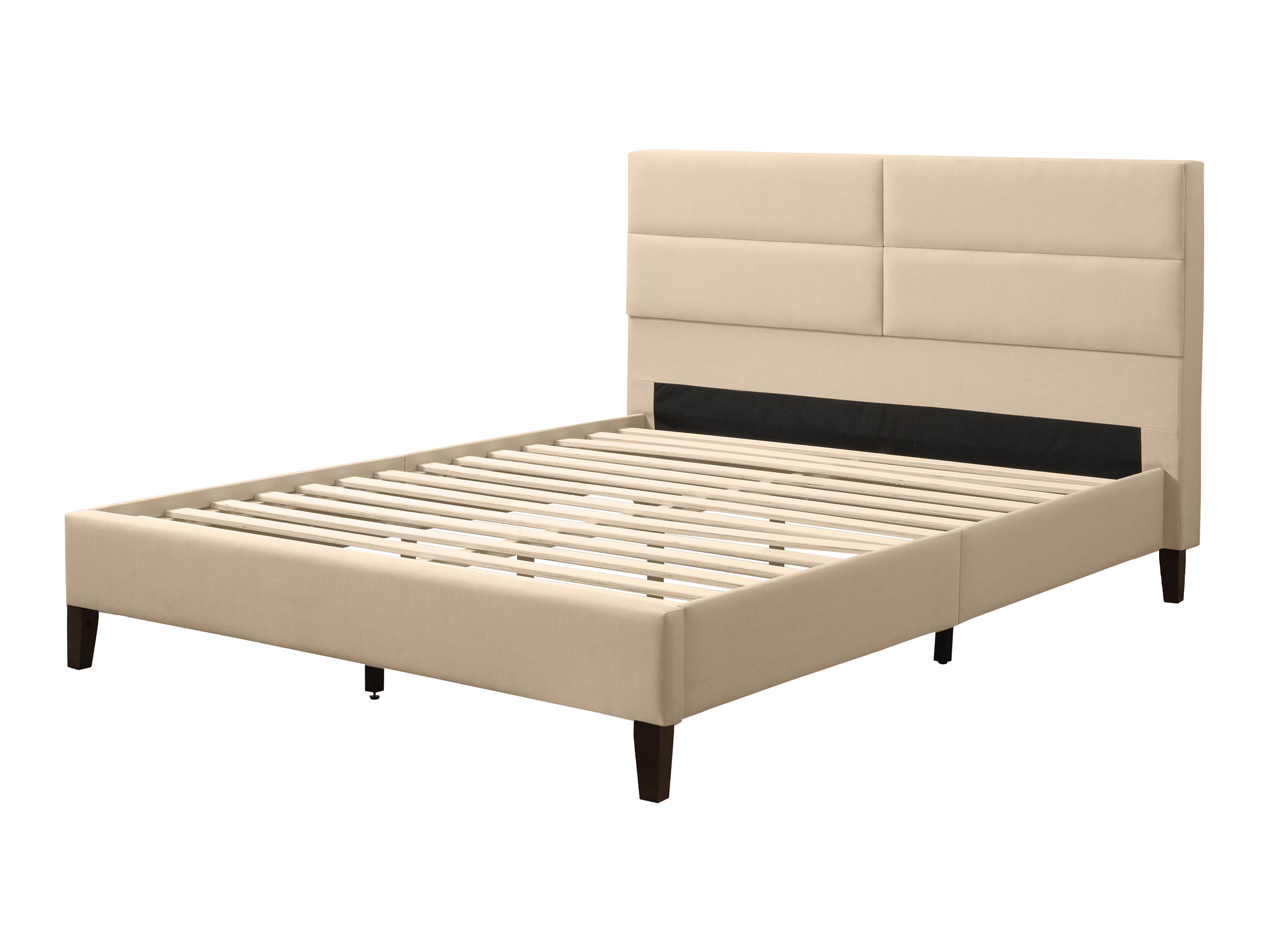 Luxury Beige Upholstered Queen Size Bed Frame with Tufted Headboard - Elegant Bedroom Furniture for Master Suite, Guest Room & Apartment Decor