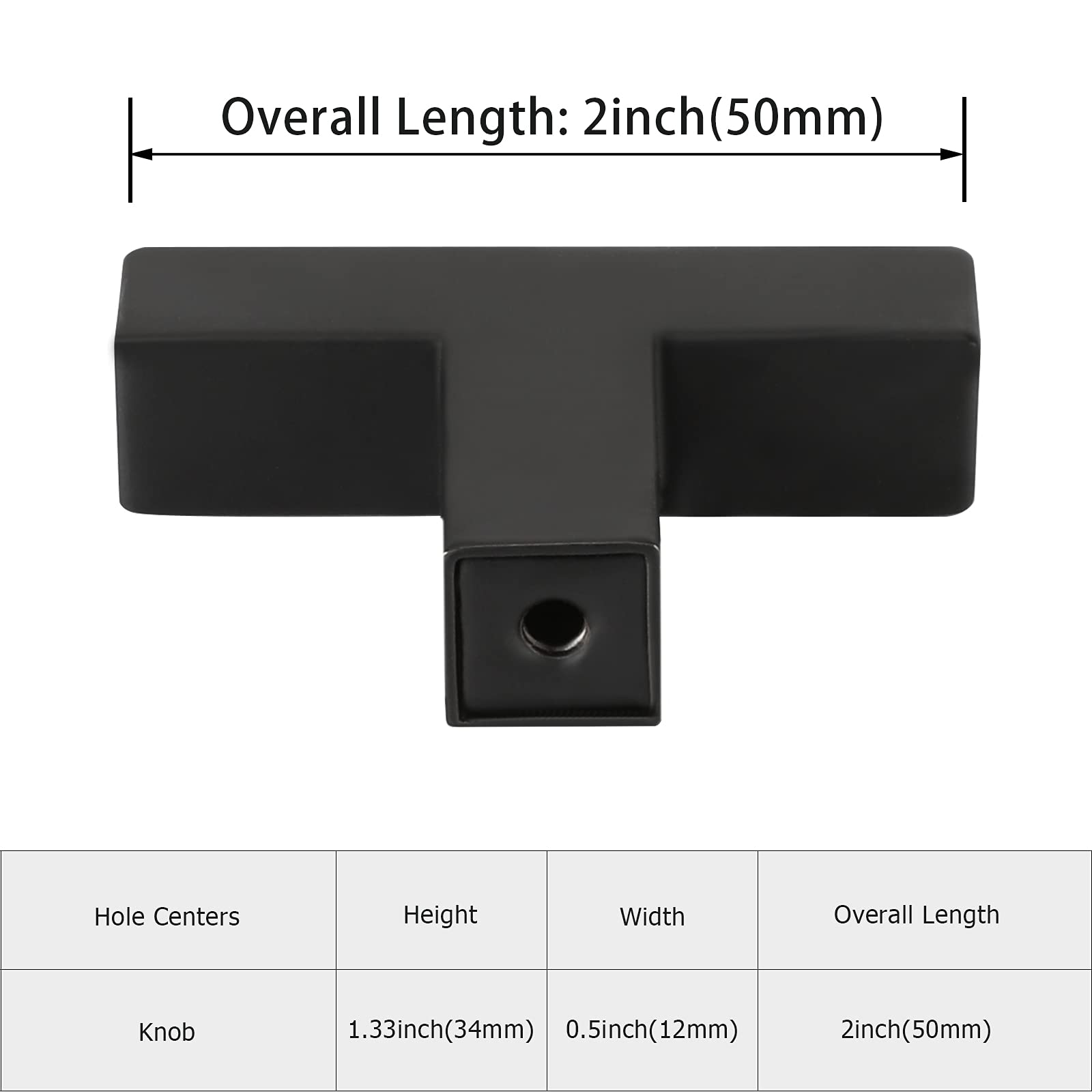 LONTAN 100 Pack Black Square Cabinet Knobs - Stainless Steel Drawer Pulls for Kitchen, Bathroom, Dresser & Cupboard - Durable Hardware for Home & Office Furniture Upgrade