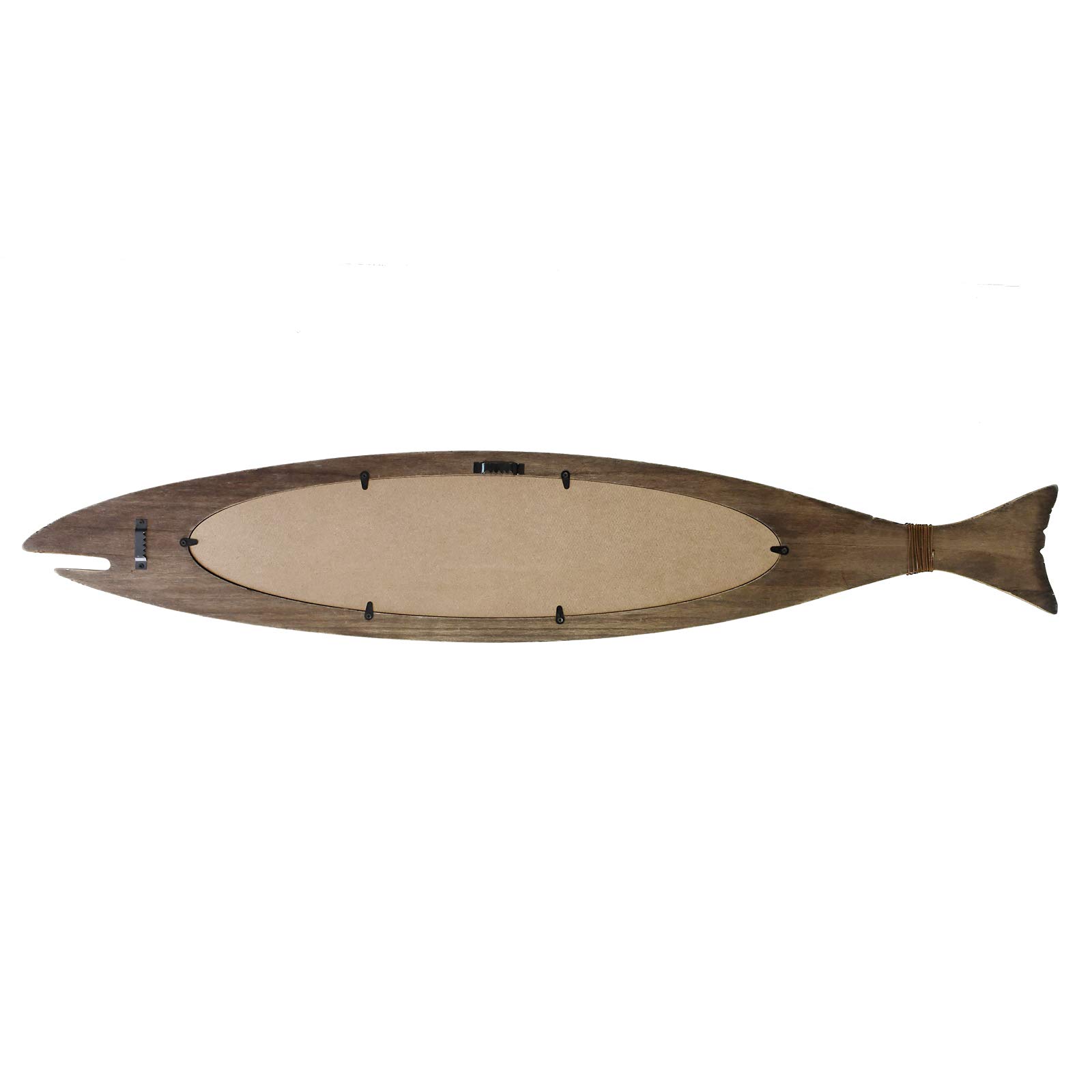 Wooden Fish Mirror Wall Decor - Rustic Nautical Hanging Mirror for Beach Themed Home, Bathroom & Bedroom | Coastal Style Home Accent for Bath, Bedroom & Living Room Decor