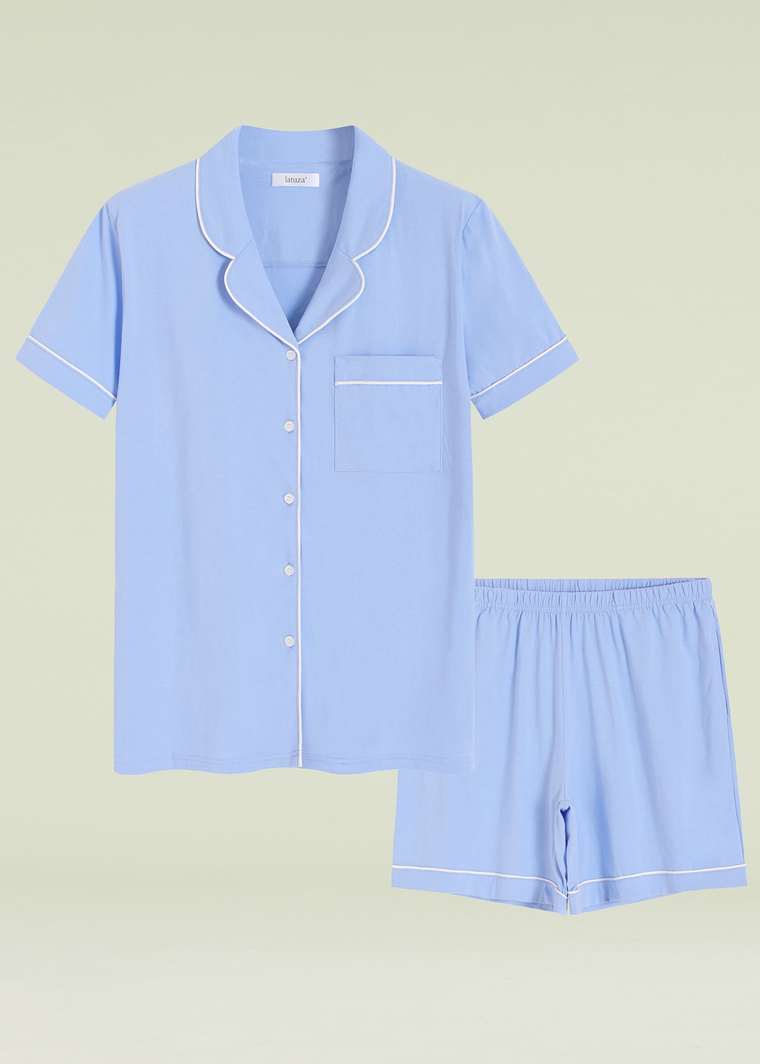Women's Soft Cotton Button-Up Pajama Set with Sleep Shorts - Comfy Lounge Wear for Nighttime & Relaxation at Home