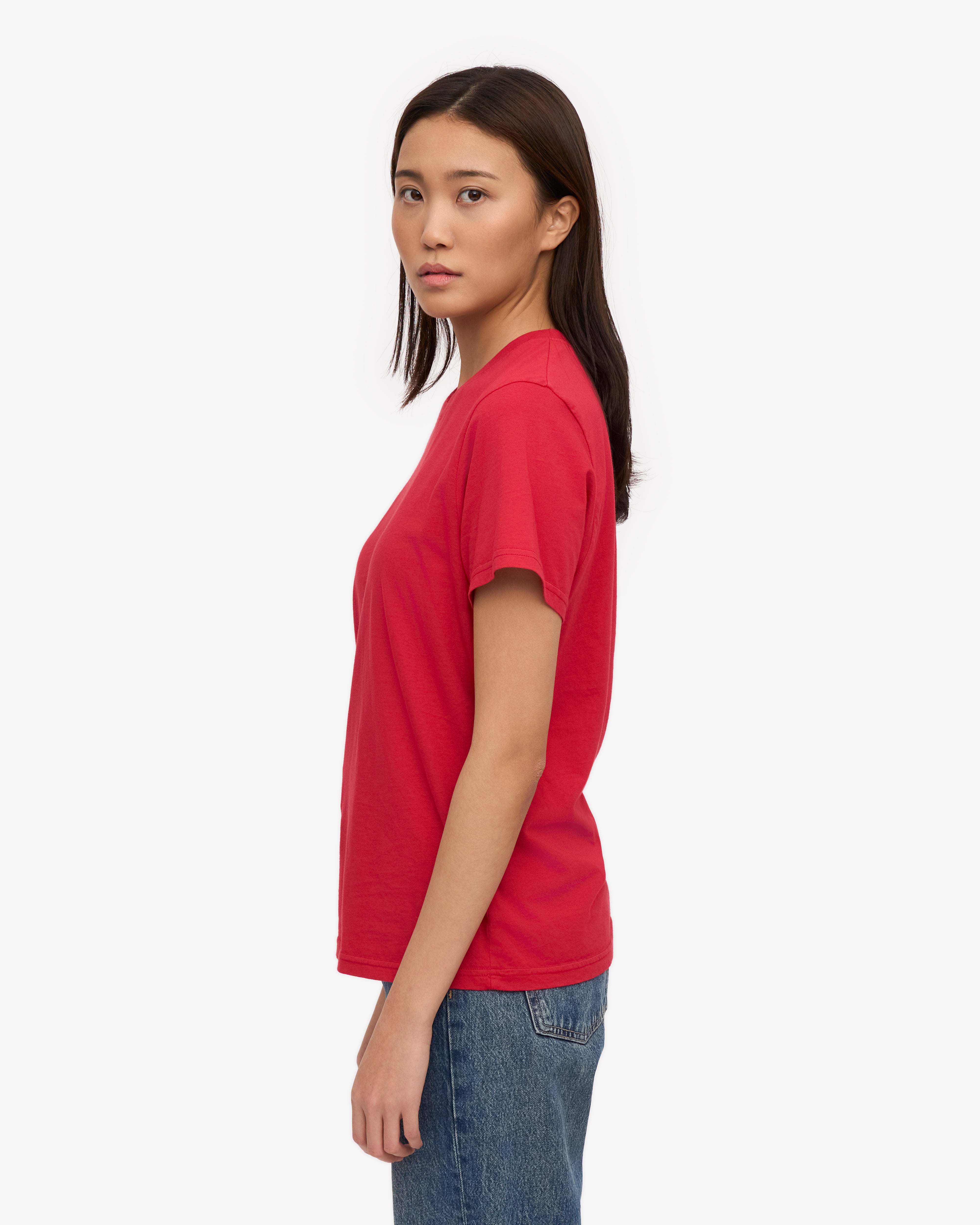 Organic Cotton Women's Lightweight T-Shirt - Scarlet Red | Soft & Breathable Casual Tee for Everyday Wear, Yoga & Outings