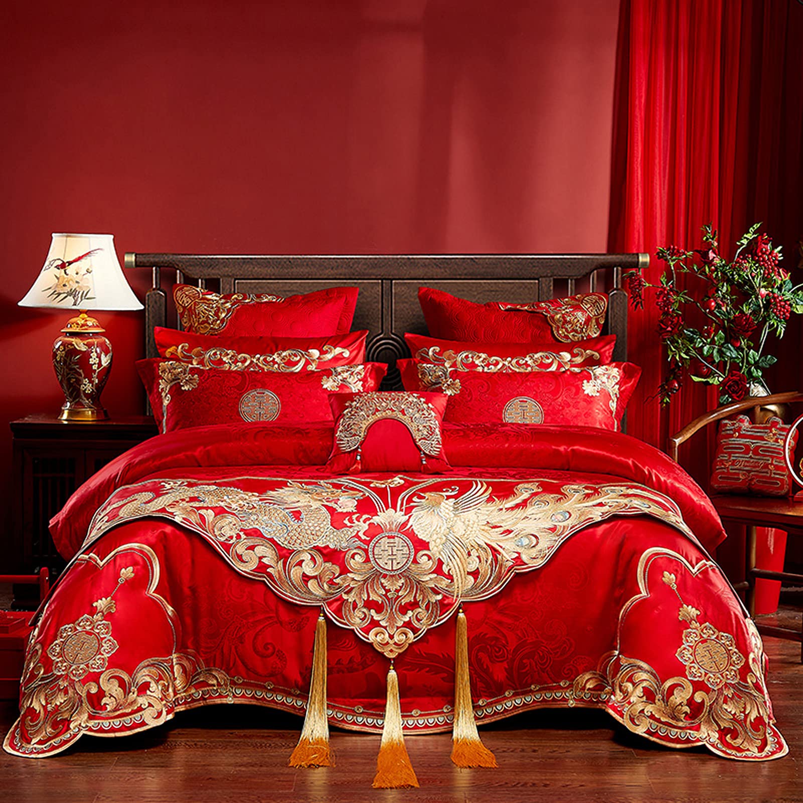 BAOFI Luxury 4/8/11-Piece Bedding Set - Soft Bed Sheets, Pillowcases, Duvet Cover & Decorative Scarf - Elegant Embroidery Design for Master Bedroom, Guest Room & Hotel Decor