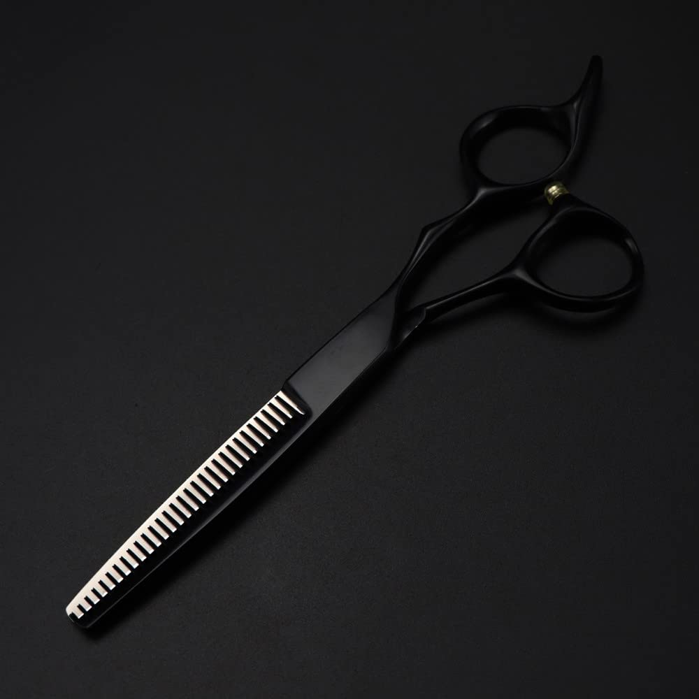 MRXFN Professional Barber Scissors - 6 Inch Hair Cutting Shears, Japan 440C Stainless Steel, Premium Black Hairdressing Scissors for Styling & Thinning - Perfect for Salon Professionals & Home Haircuts (Set)