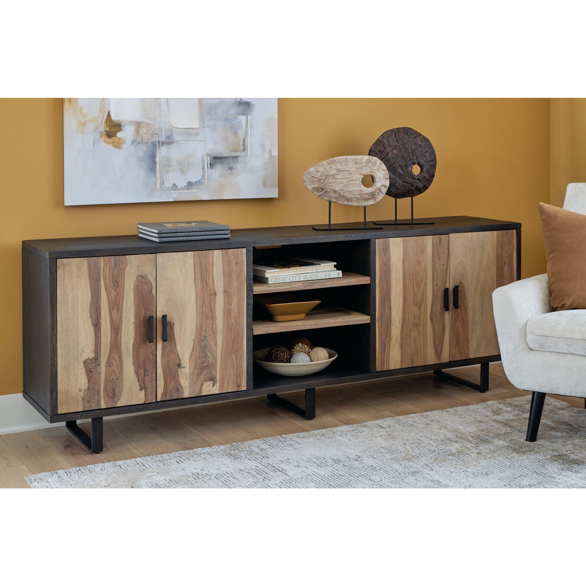 Bellwick Accent Cabinet - Natural Brown Wood Side Table for Living Room, Bedroom & Entryway | Stylish Storage Furniture with Drawers & Shelves