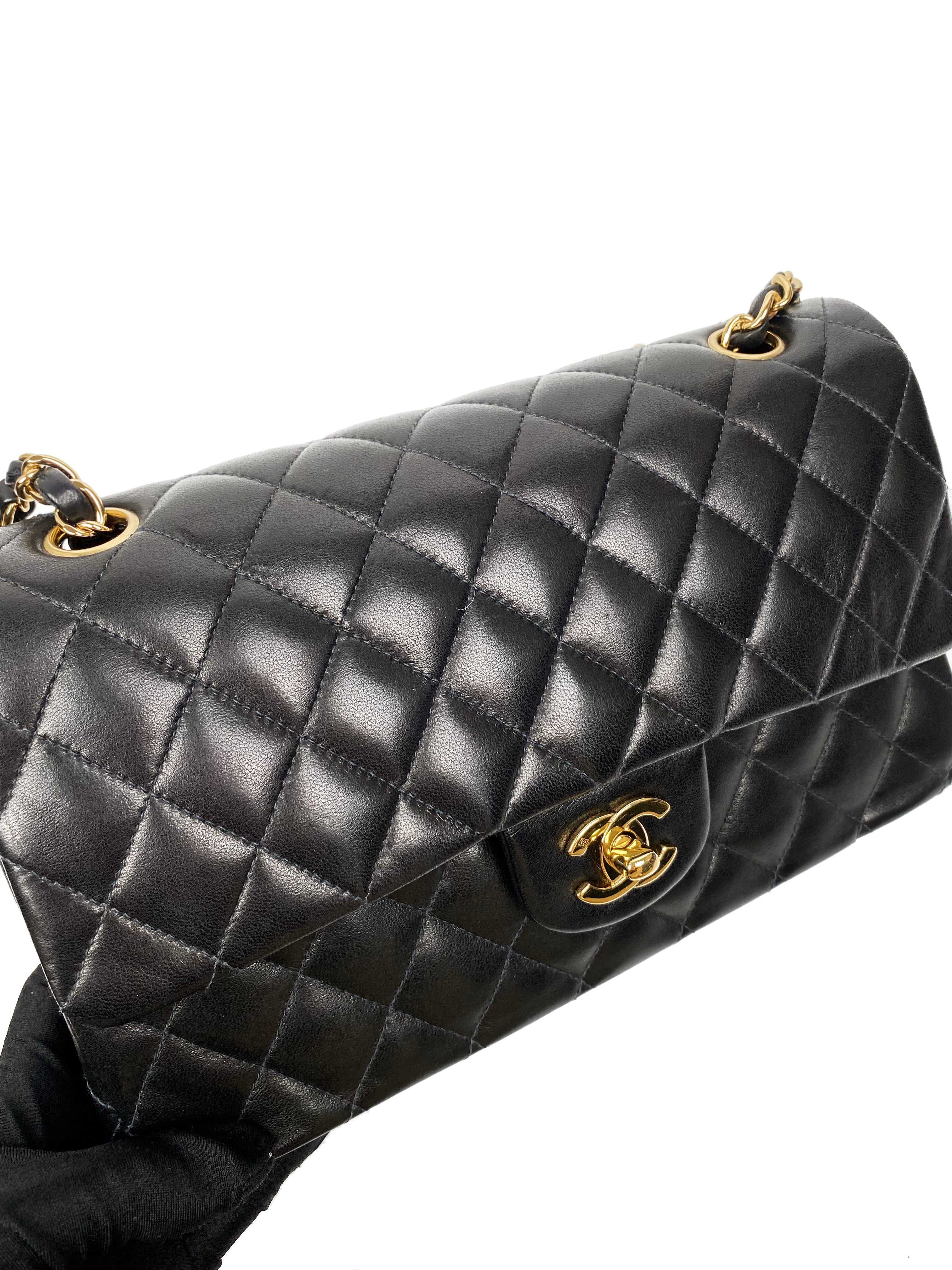 Chanel Medium Black Lambskin Classic Flap Bag - Luxury Designer Handbag for Women | Perfect for Evening Events, Date Nights & Special Occasions