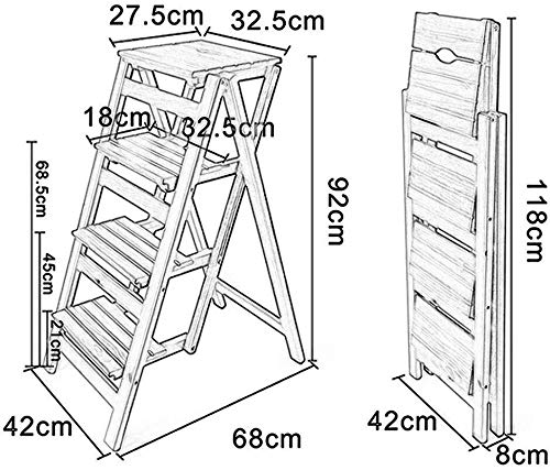 FADUNI 4-Tier Pine Wood Step Stool, Foldable Ladder Stool for Kitchen, Office, Library - Multifunctional Shoe Bench & Flower Stand    Perfect for reaching high shelves, organizing shoes, displaying plants, or as extra seating in small spaces.