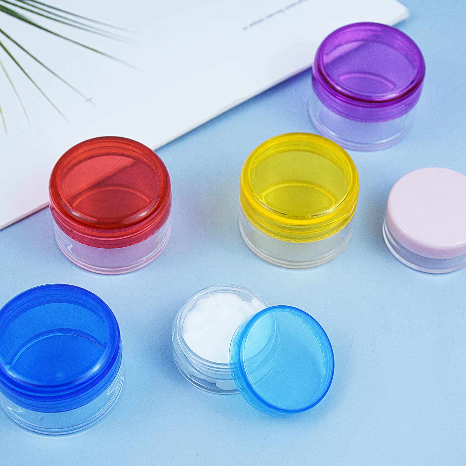 6Pcs Leakproof Travel Bottles Set - 20g & 10g Clear Plastic Cosmetic Containers with Lids for Toiletries, Makeup, Skincare Samples | Mini Cream Jars for Airplane Travel, Gym, Camping & Daily Organizing