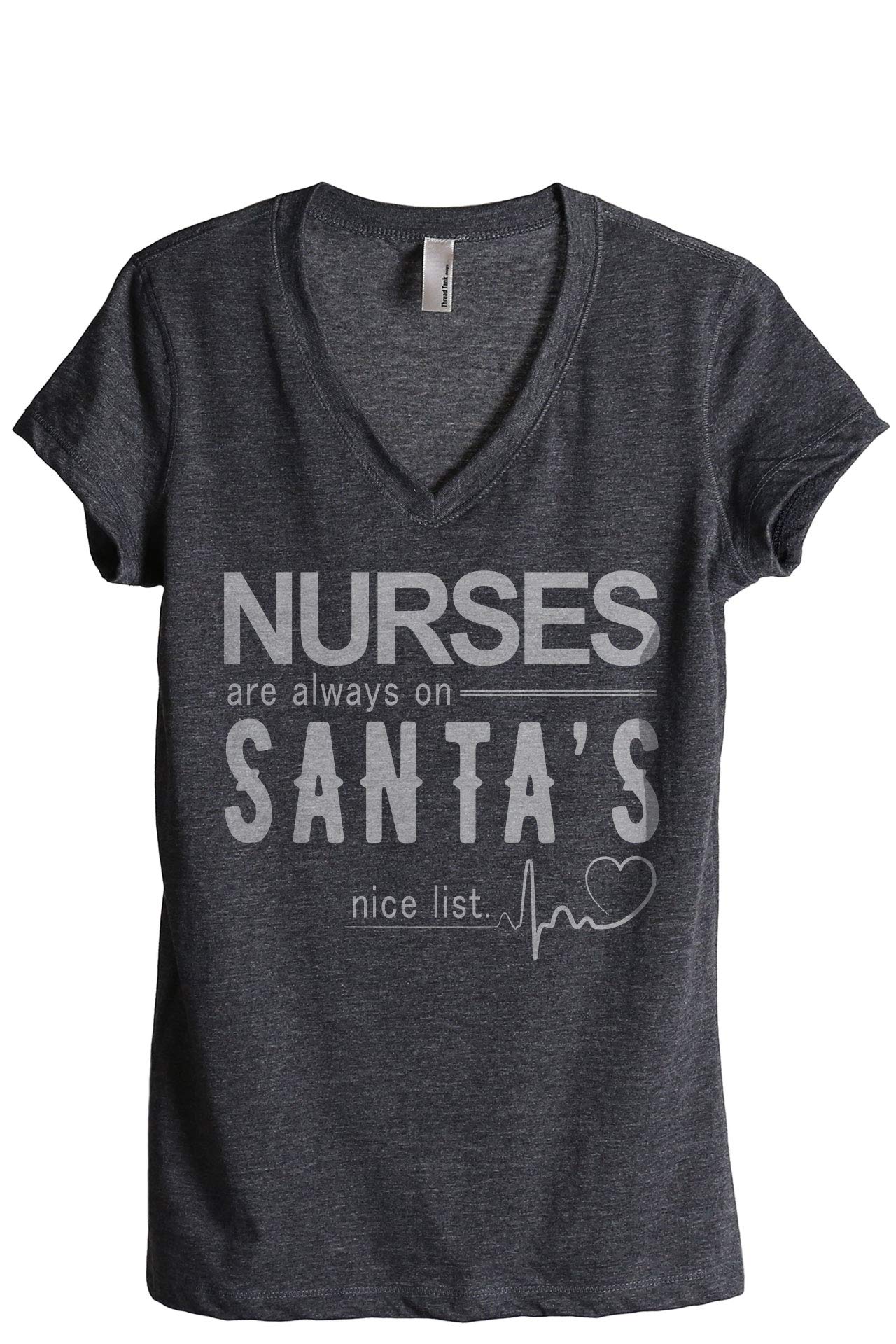 Nurses Are Always On Santa's Nice List Women's Casual V-Neck T-Shirt - Comfortable Workwear for Healthcare Professionals & Holiday Gifts