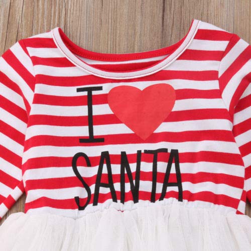 Baby Girls Christmas Outfit Set - Long Sleeve O-Neck Striped Dress & Elastic Waist Pants | Holiday Party, Family Photos & Festive Occasions