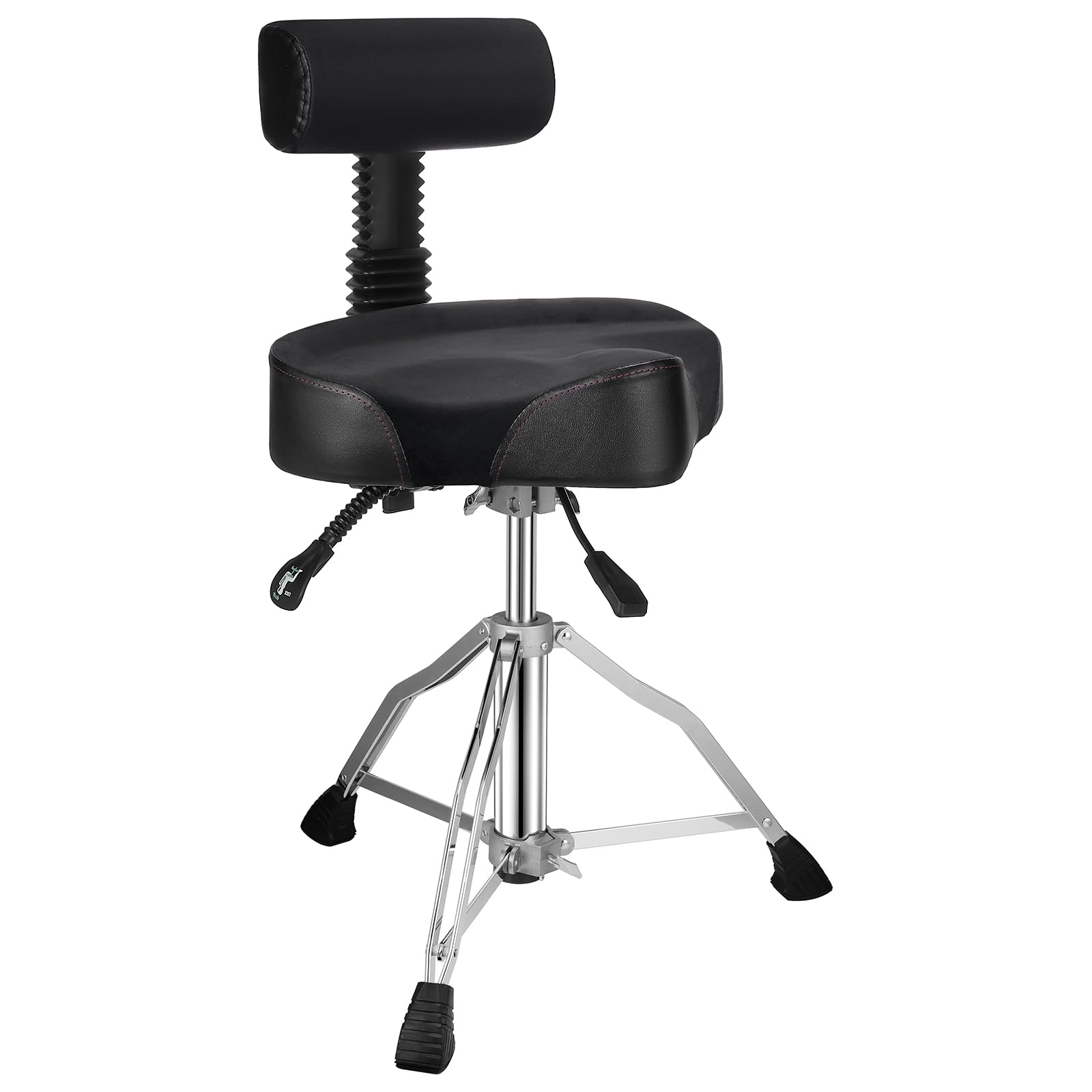 Adjustable Hydraulic Drum Throne with Backrest - Memory Foam Velvet Seat & Motorcycle Style Design for Professional Drummers & Adults - Perfect for Studio Recording, Live Performances, and Drum Practice Sessions