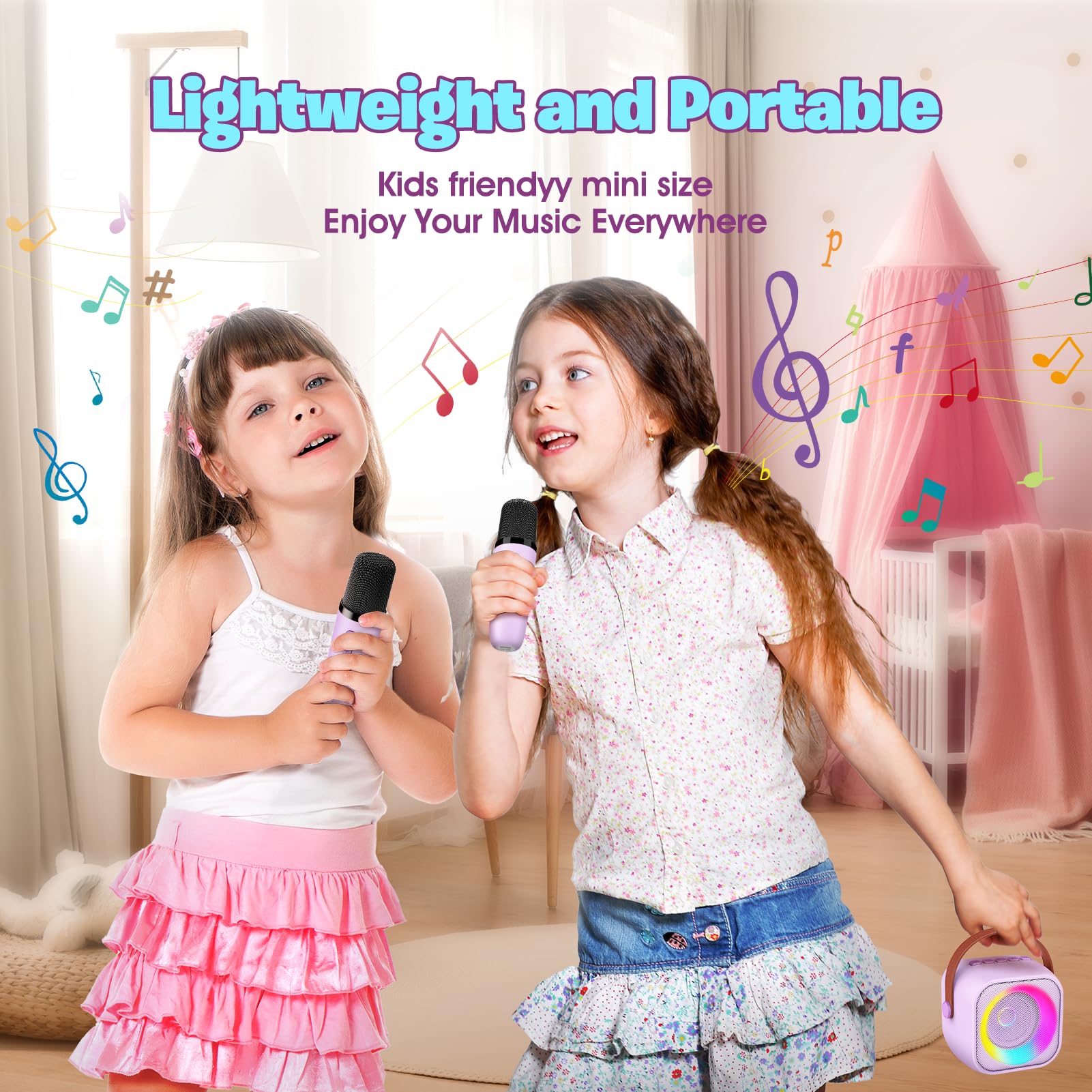 Wireless Karaoke Microphone with LED Lights for Kids Ages 3-11 - Singing Toy for Girls & Boys, Dual Mic Set - Perfect Christmas Gift for Children's Parties & Family Fun